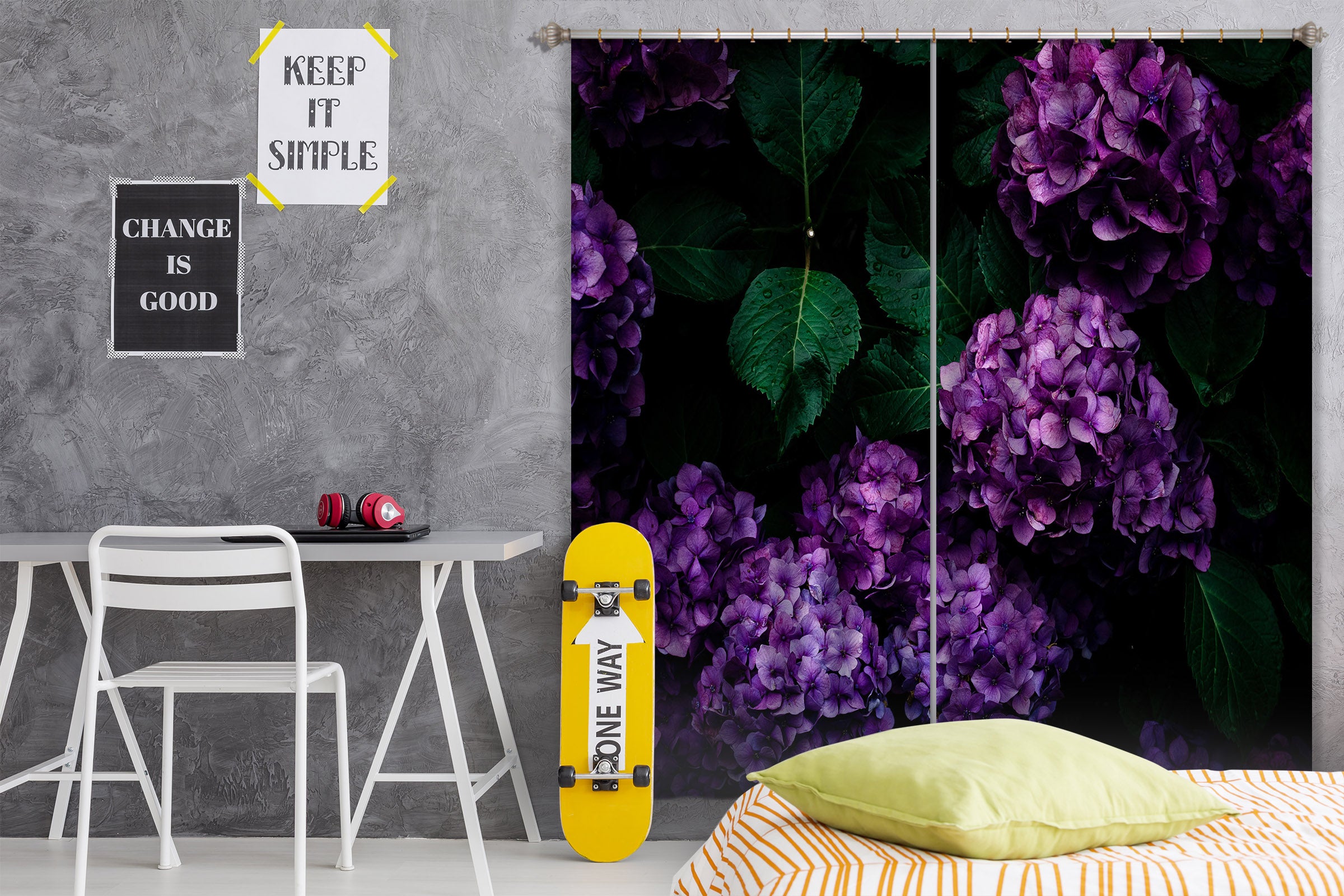 3D Purple Hydrangea 048 Noirblanc777 Curtain Curtains Drapes