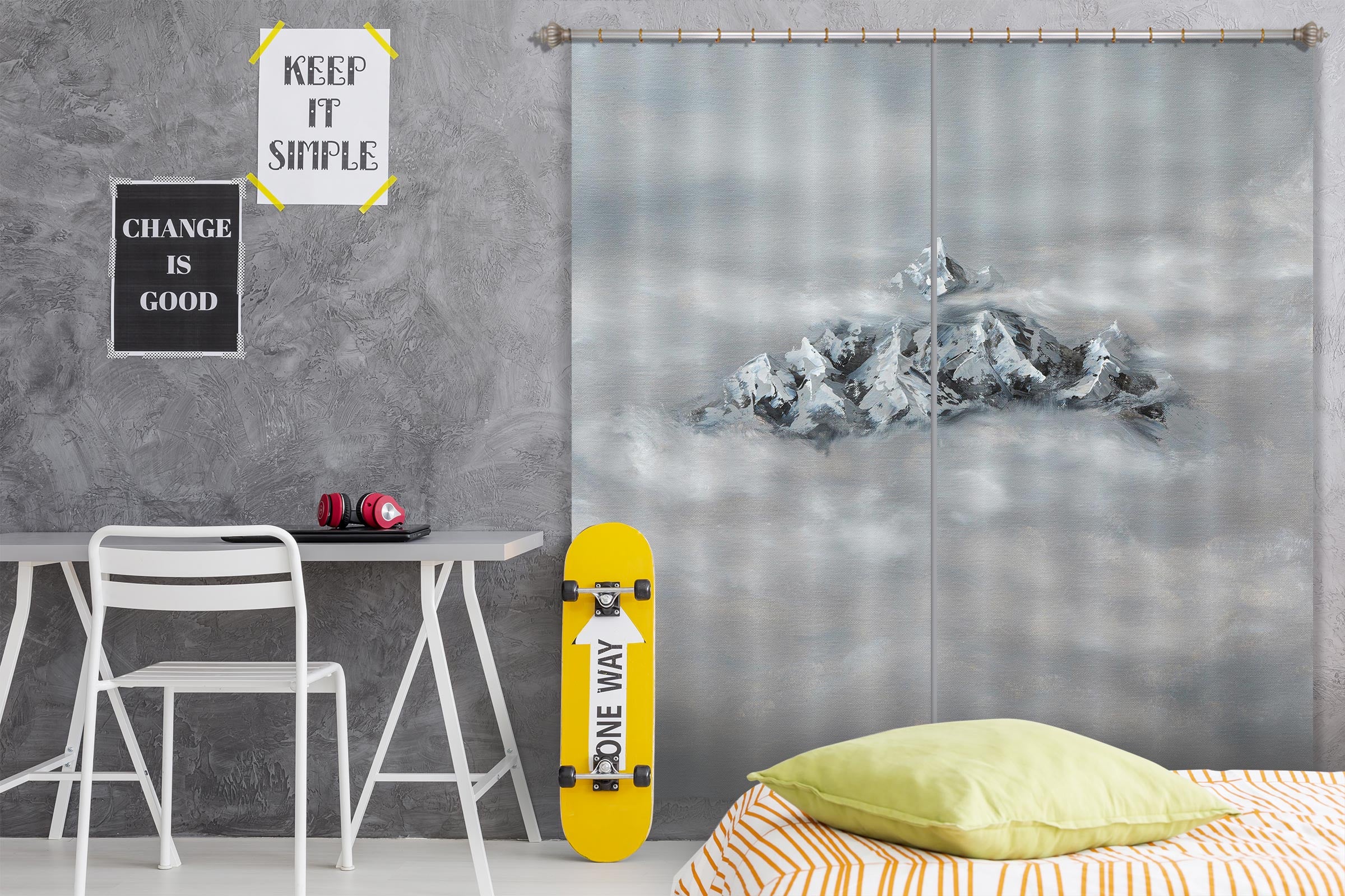 3D Fog Mountain Peak 1726 Marina Zotova Curtain Curtains Drapes