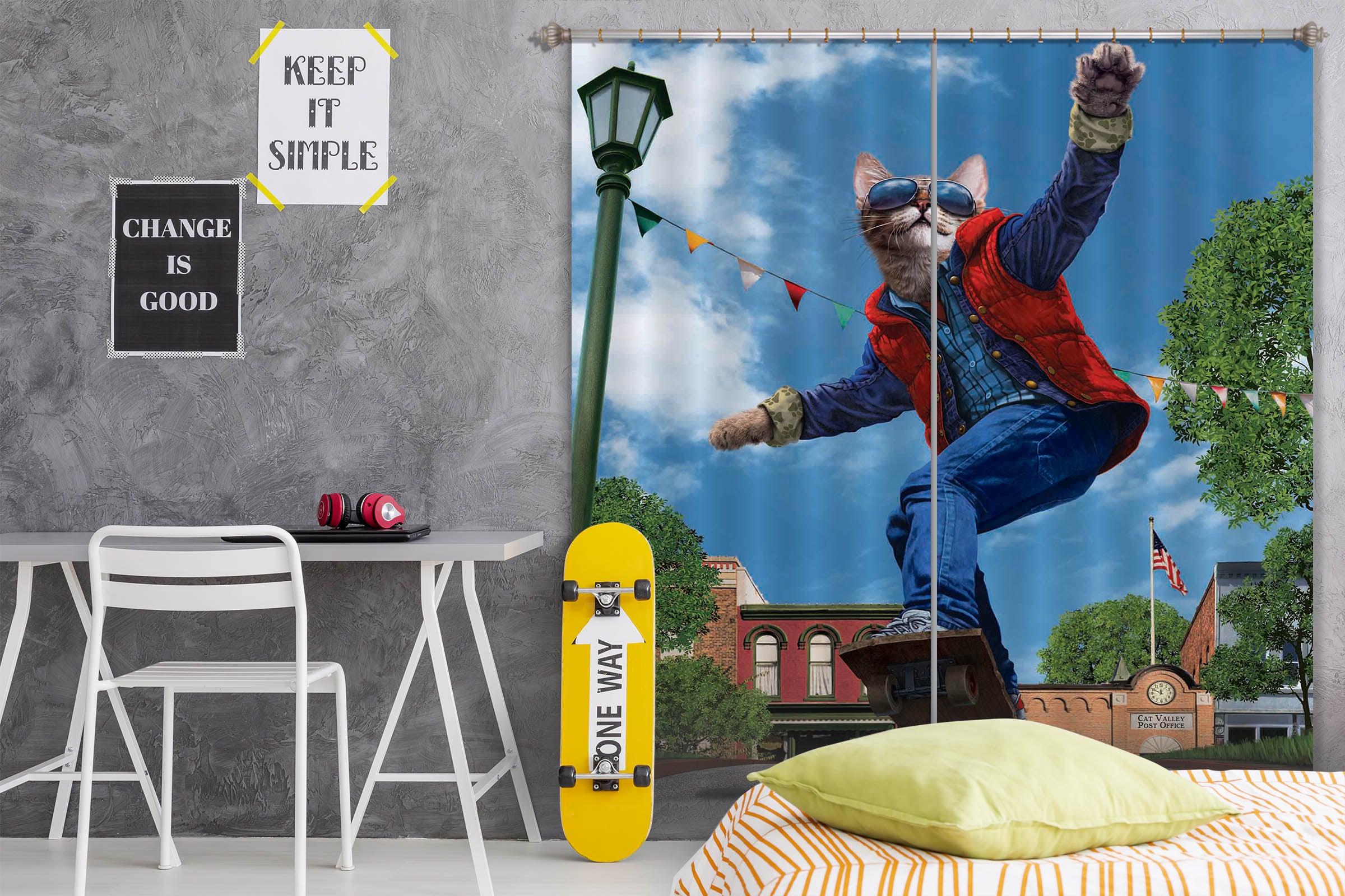 3D Skateboard Boy 018 Vincent Hie Curtain Curtains Drapes