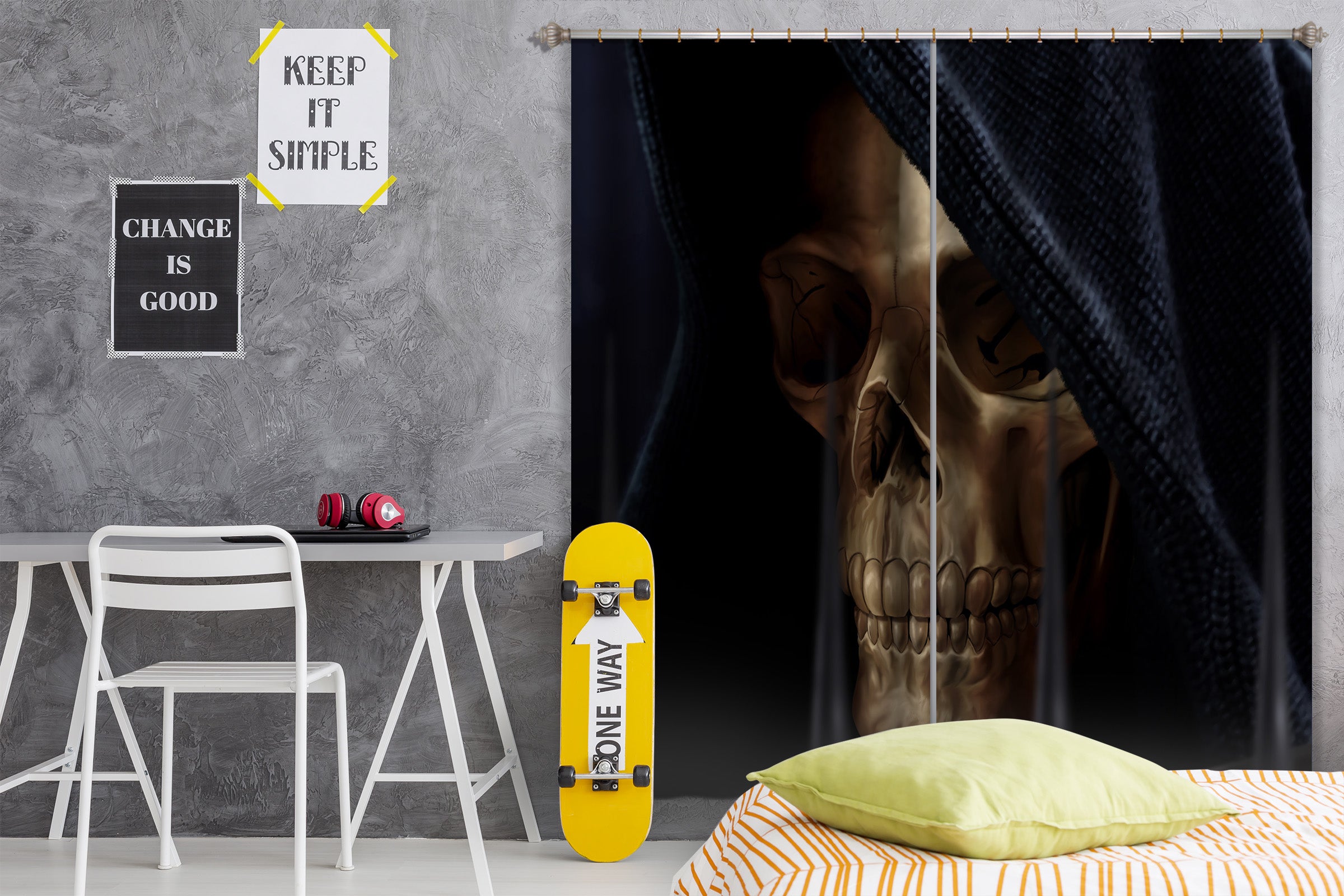 3D Skeleton 5086 Tom Wood Curtain Curtains Drapes