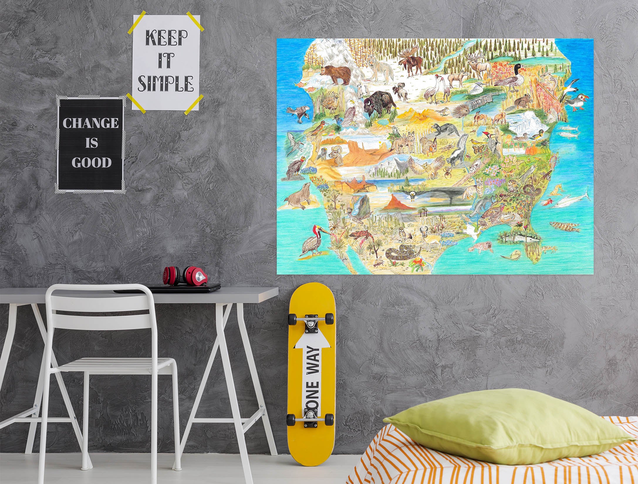 3D Animal Map 024 Michael Sewell Wall Sticker