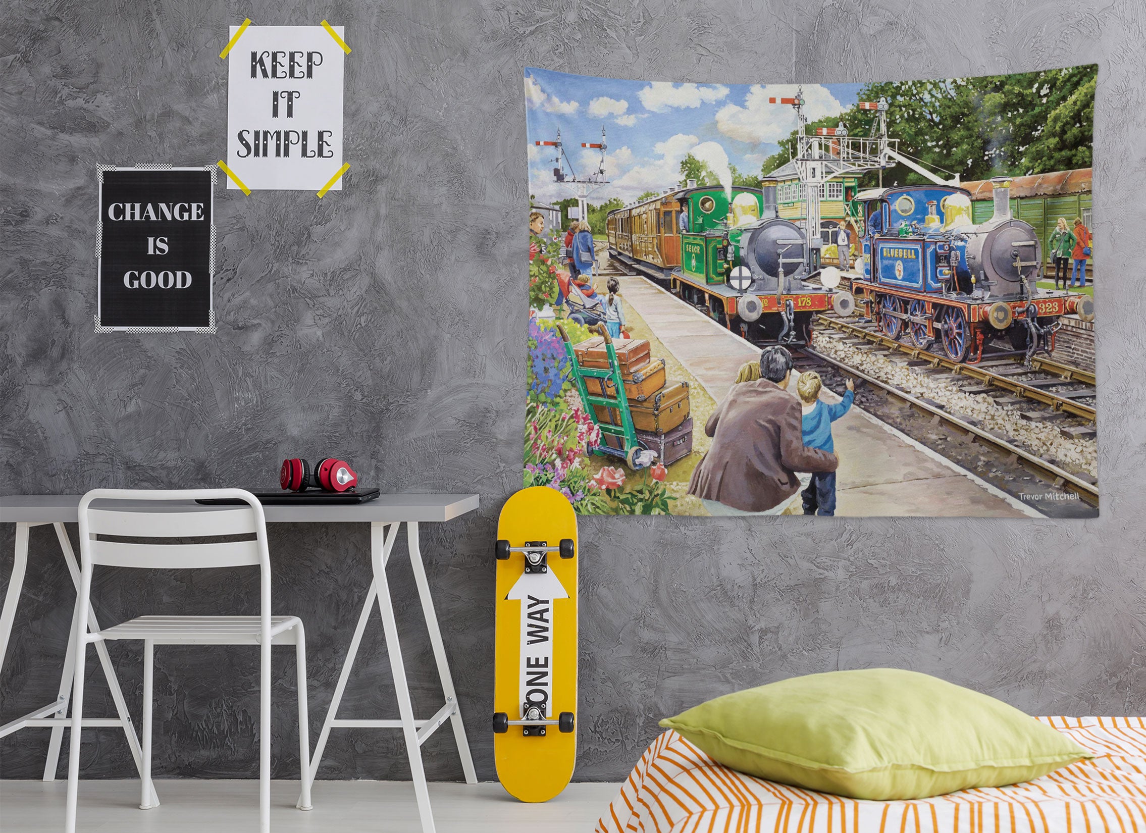 3D Train Station 11287 Trevor Mitchell Tapestry Hanging Cloth Hang