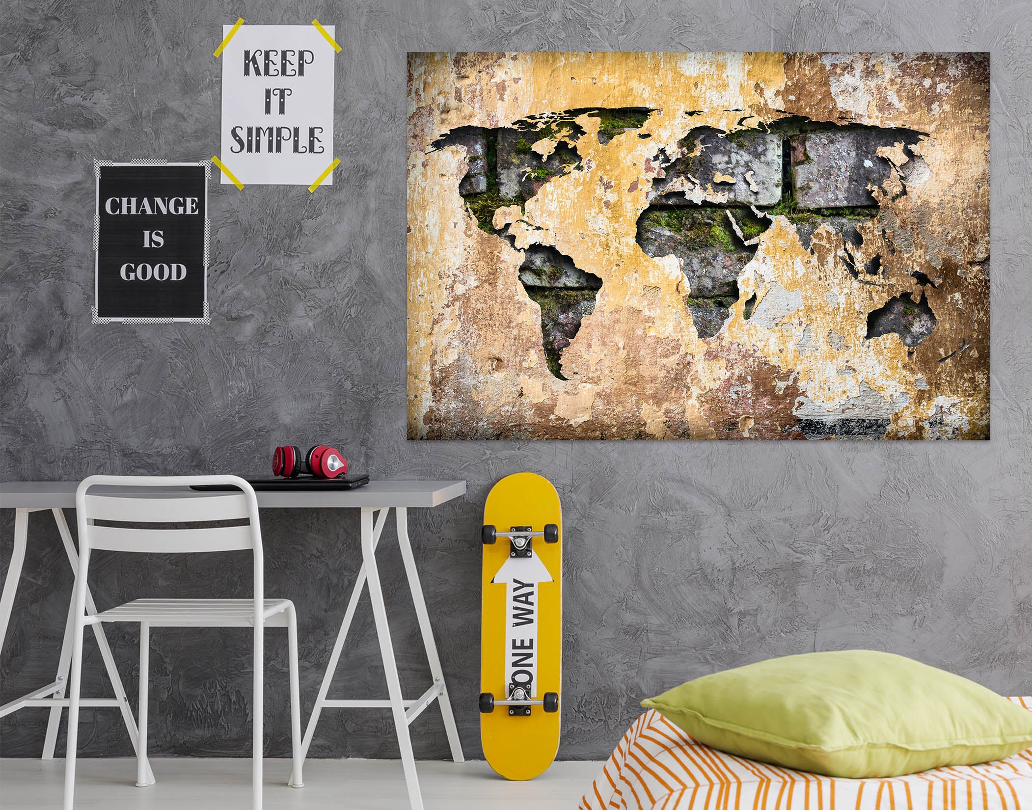 3D Vintage Paper 236 World Map Wall Sticker