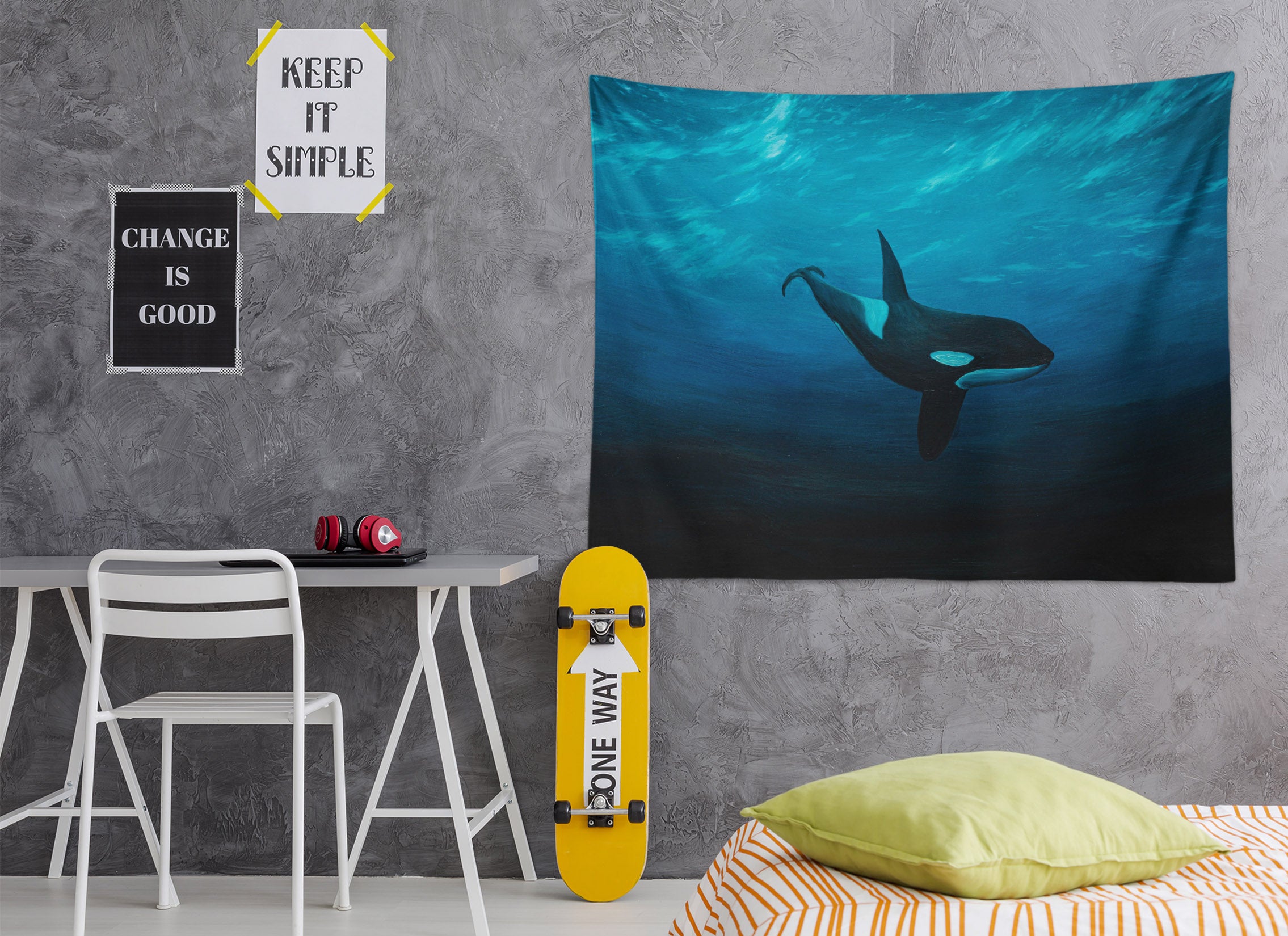 3D Underwater Whale 870 Marina Zotova Tapestry Hanging Cloth Hang