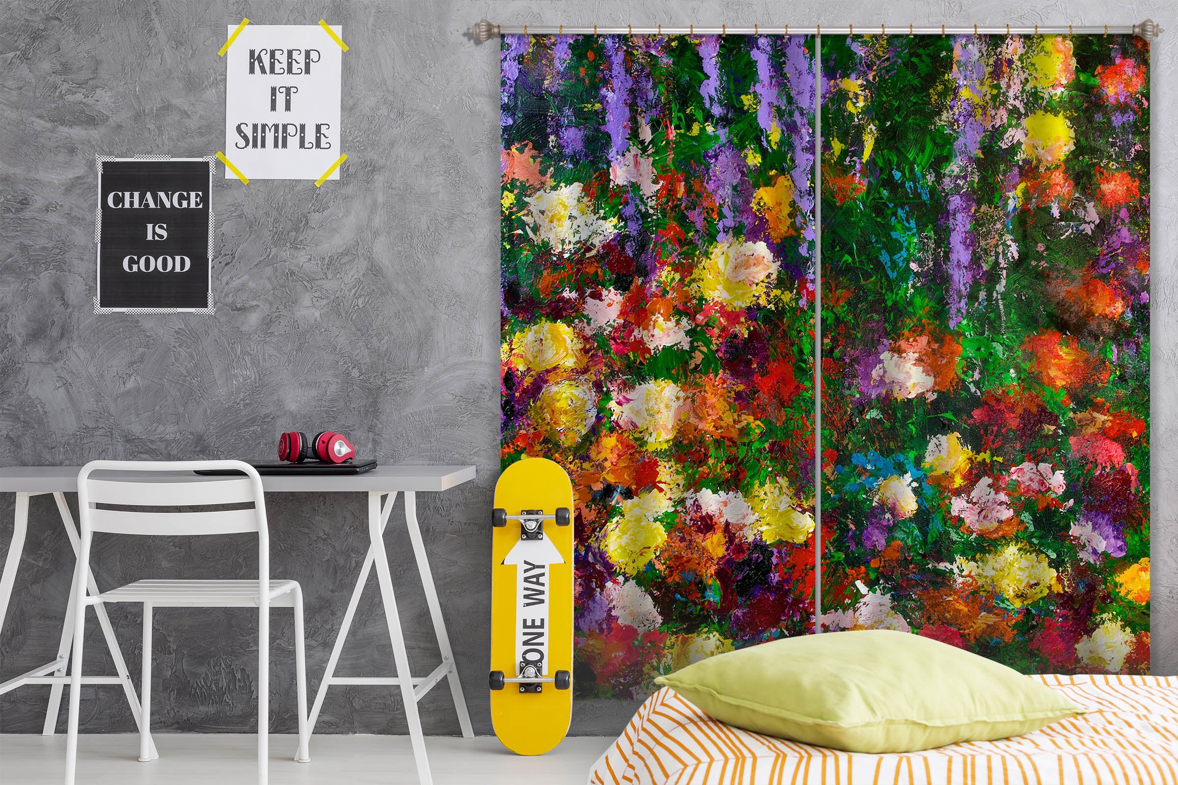 3D Bright Flowers 198 Allan P. Friedlander Curtain Curtains Drapes