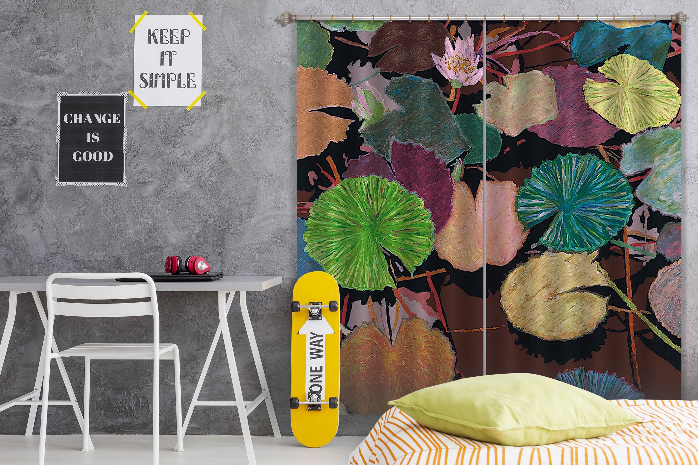 3D Summer Lotus Leaf 291 Allan P. Friedlander Curtain Curtains Drapes