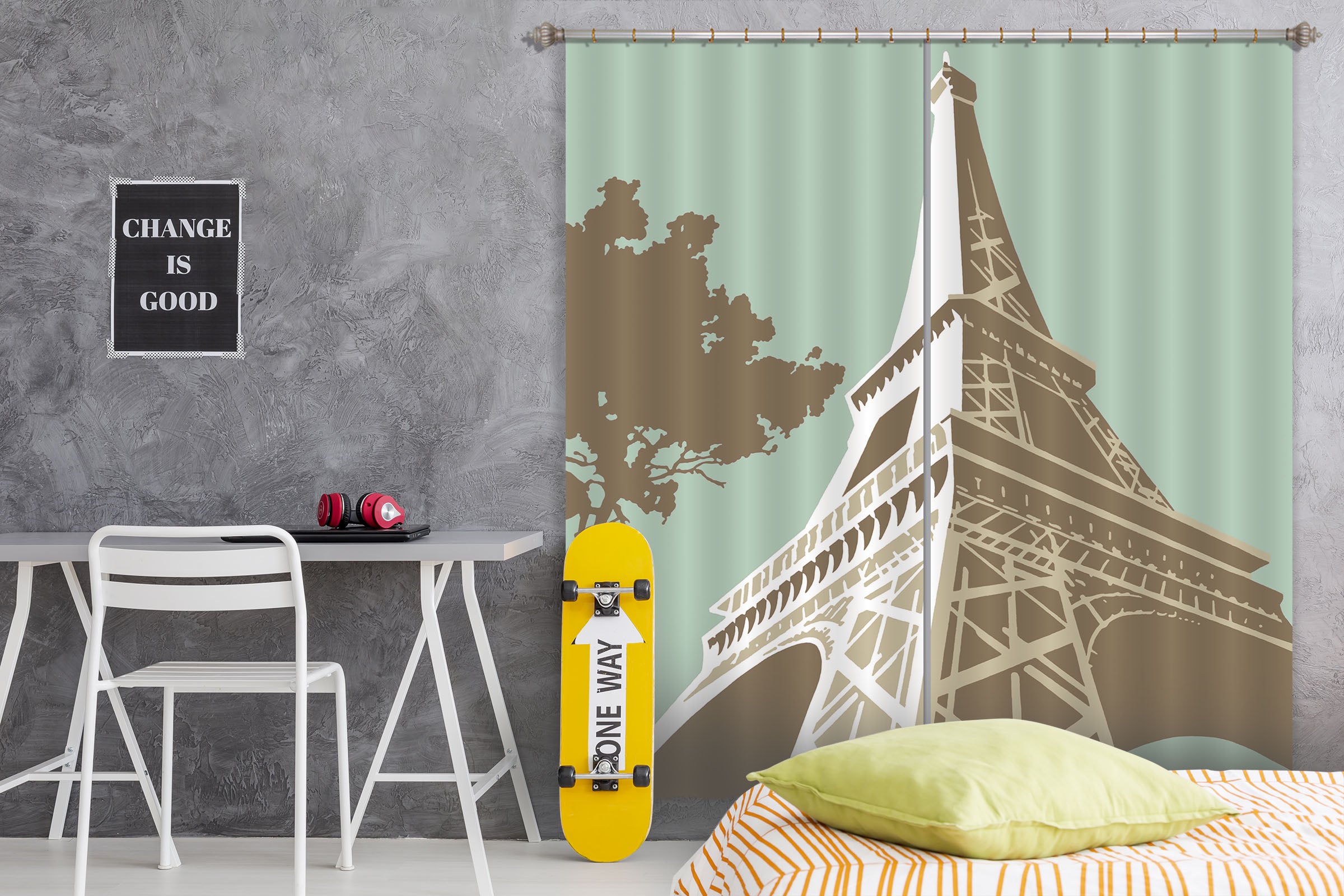3D Eiffel Tower 114 Steve Read Curtain Curtains Drapes