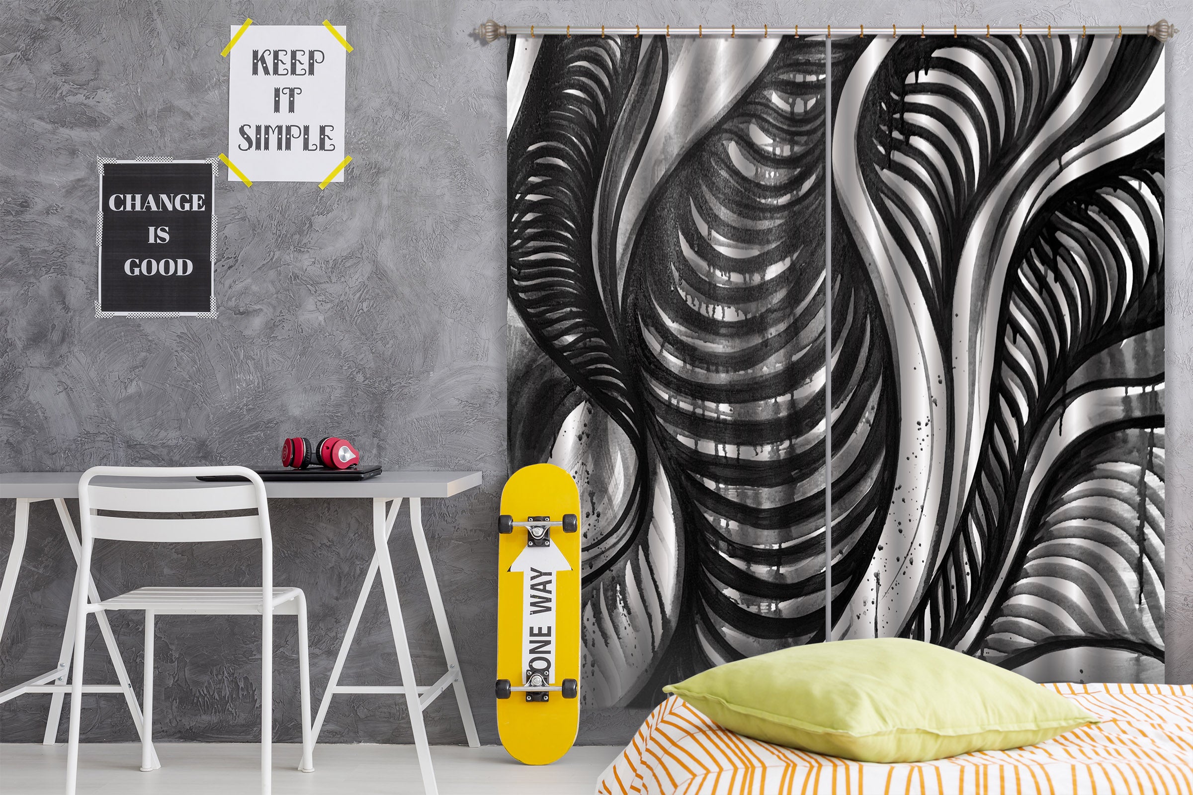 3D Line Drawing 384 Jacqueline Reynoso Curtain Curtains Drapes