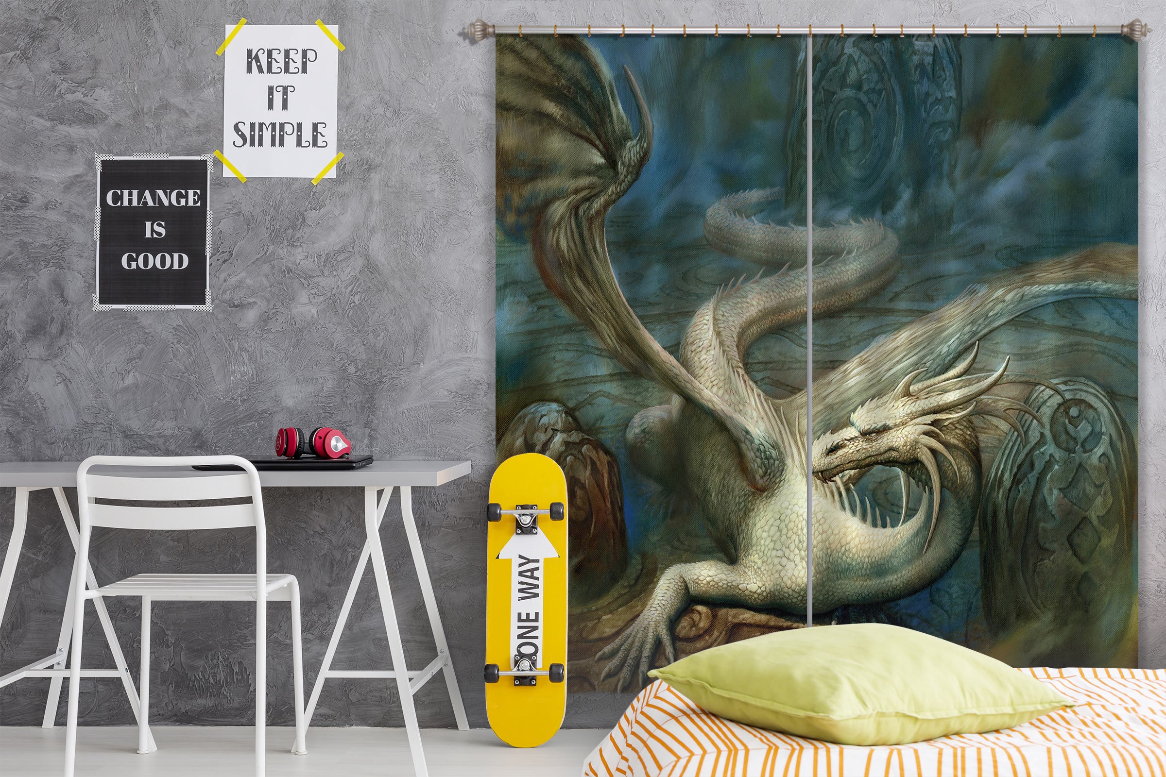 3D Dragon 7228 Ciruelo Curtain Curtains Drapes