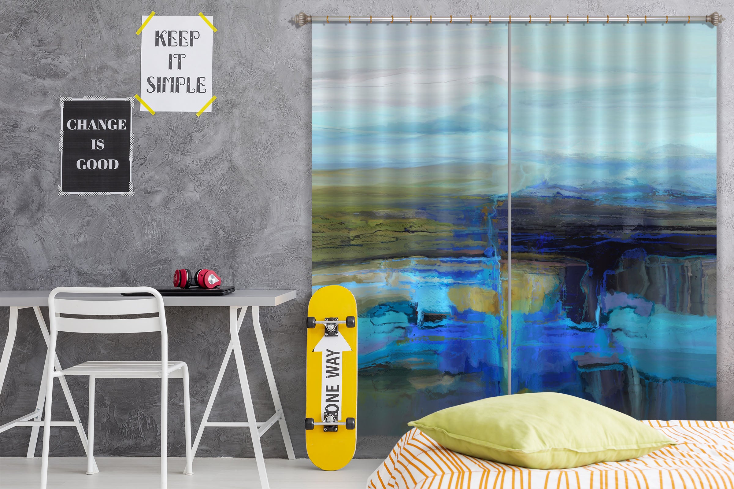 3D Blue Lake 064 Michael Tienhaara Curtain Curtains Drapes