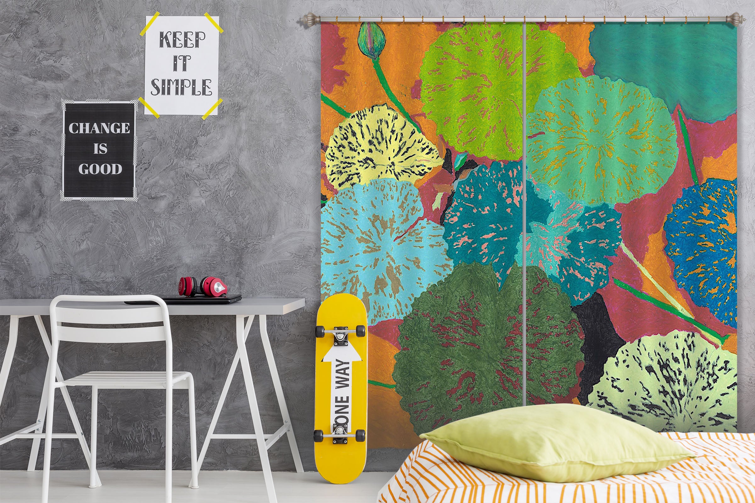 3D Painted Lotus Leaf 283 Allan P. Friedlander Curtain Curtains Drapes