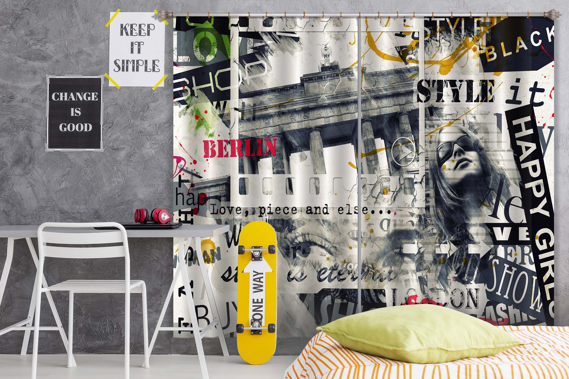 3D Grey City 790 Curtains Drapes