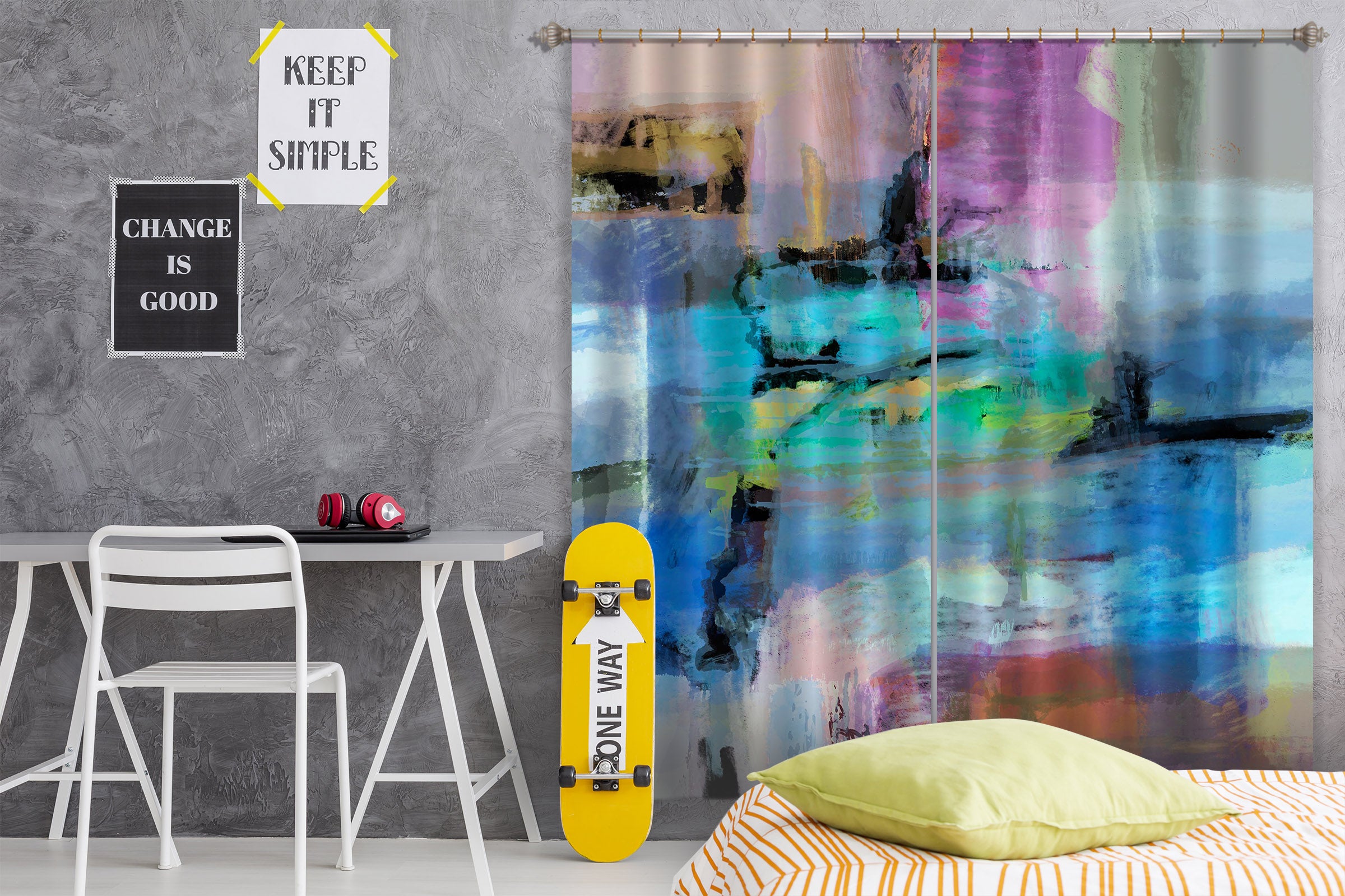 3D Painted Blue 219 Michael Tienhaara Curtain Curtains Drapes