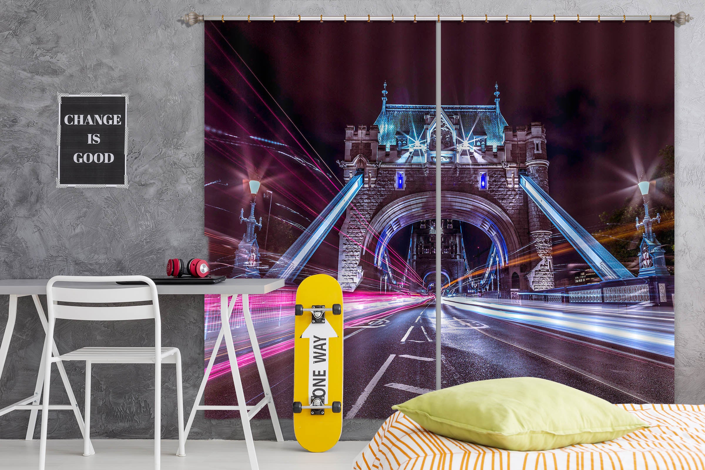 3D Colored Bridge 217 Assaf Frank Curtain Curtains Drapes