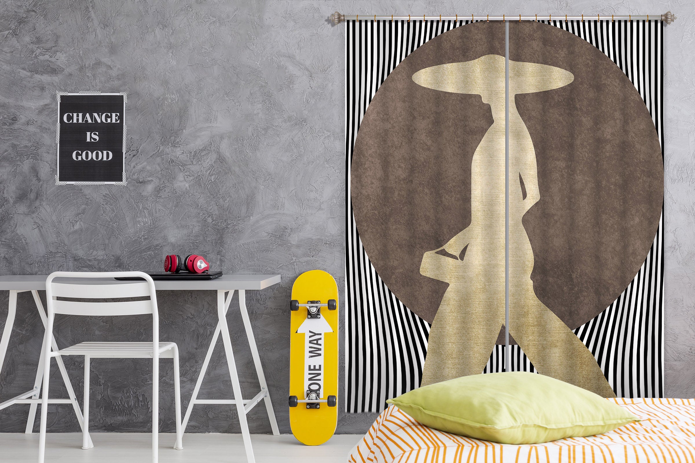 3D Hat Woman 1072 Boris Draschoff Curtain Curtains Drapes