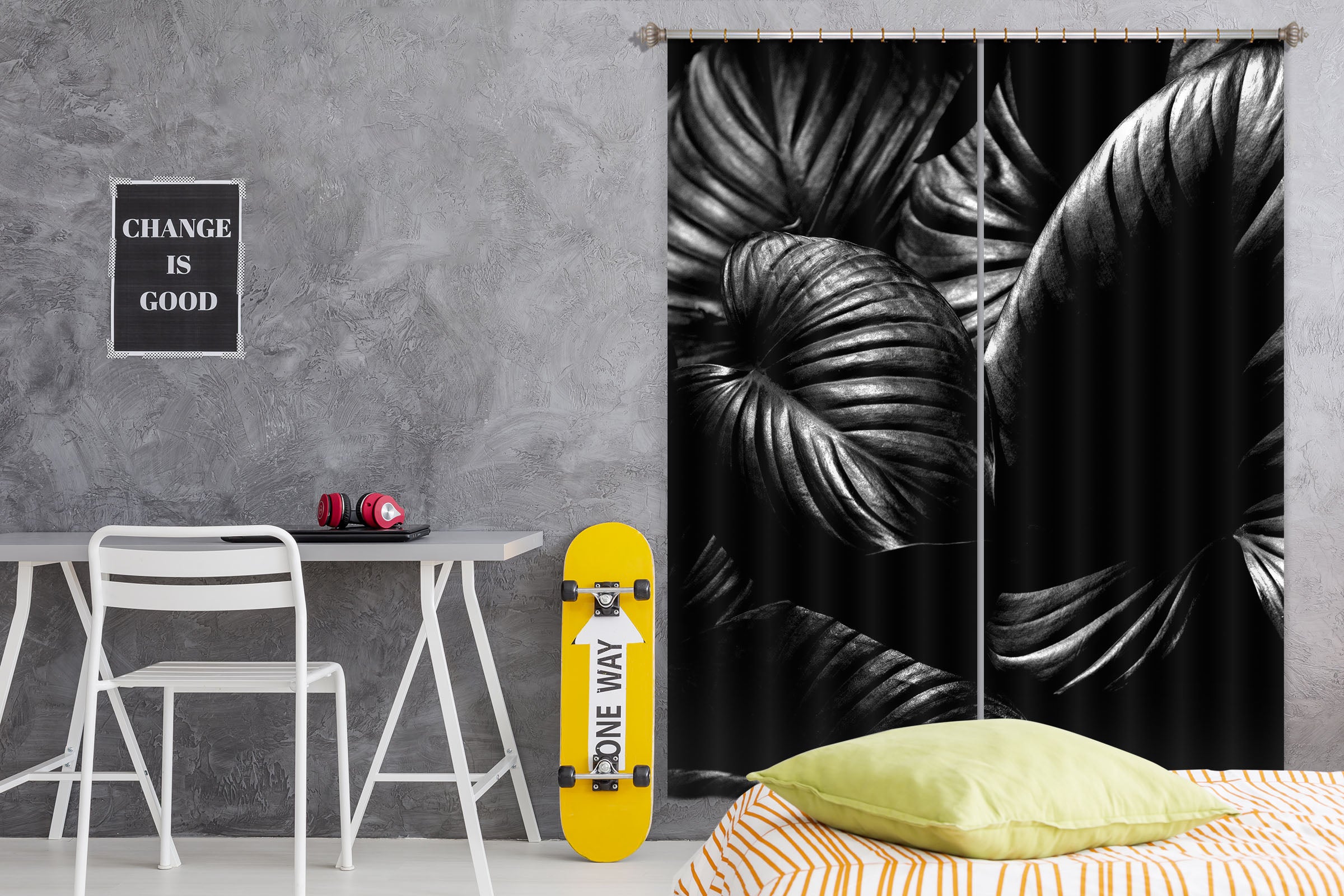 3D Gloomy Leaf 1141 Boris Draschoff Curtain Curtains Drapes