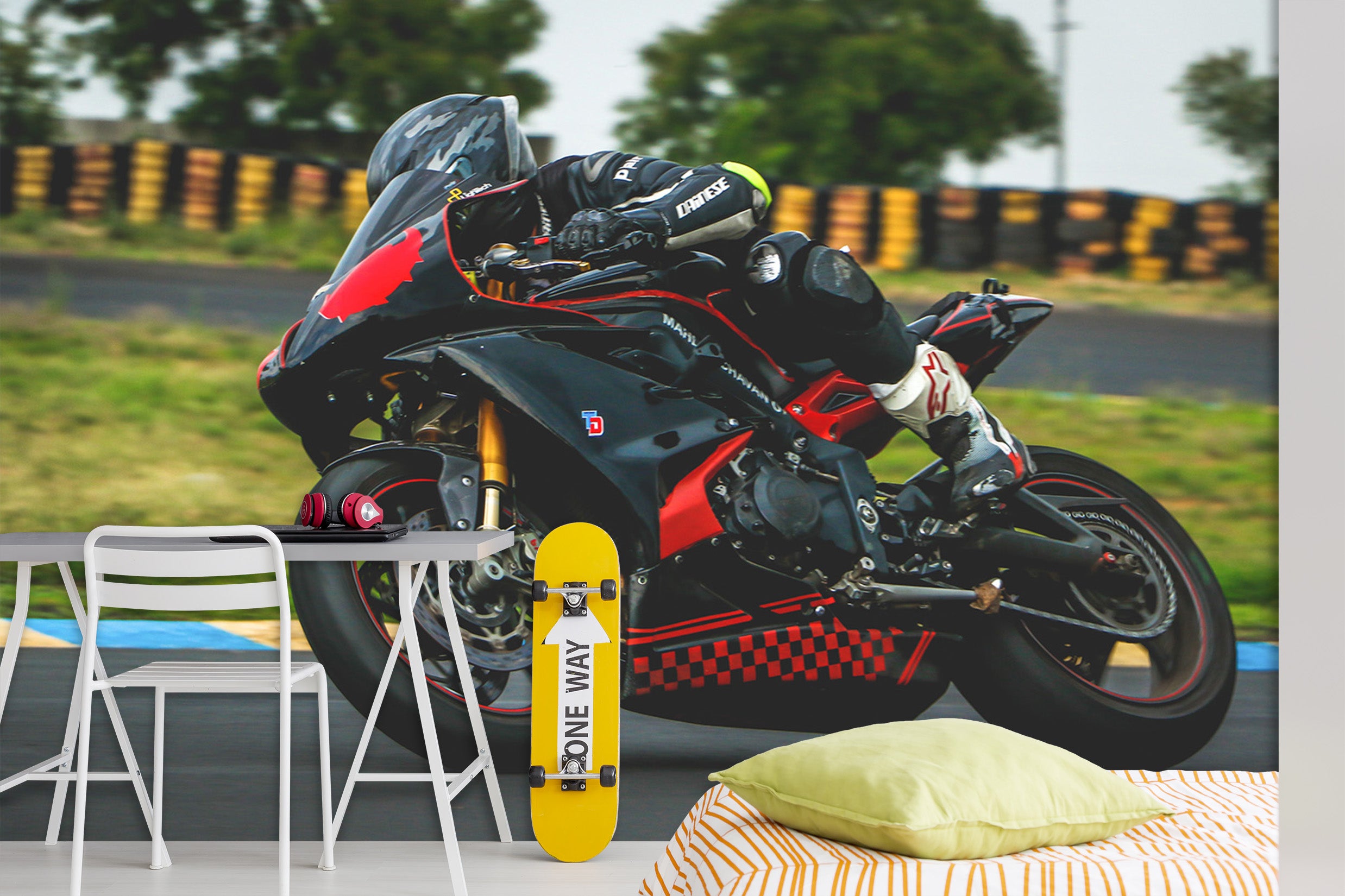 3D Racing Motorcycle 090 Vehicle Wall Murals