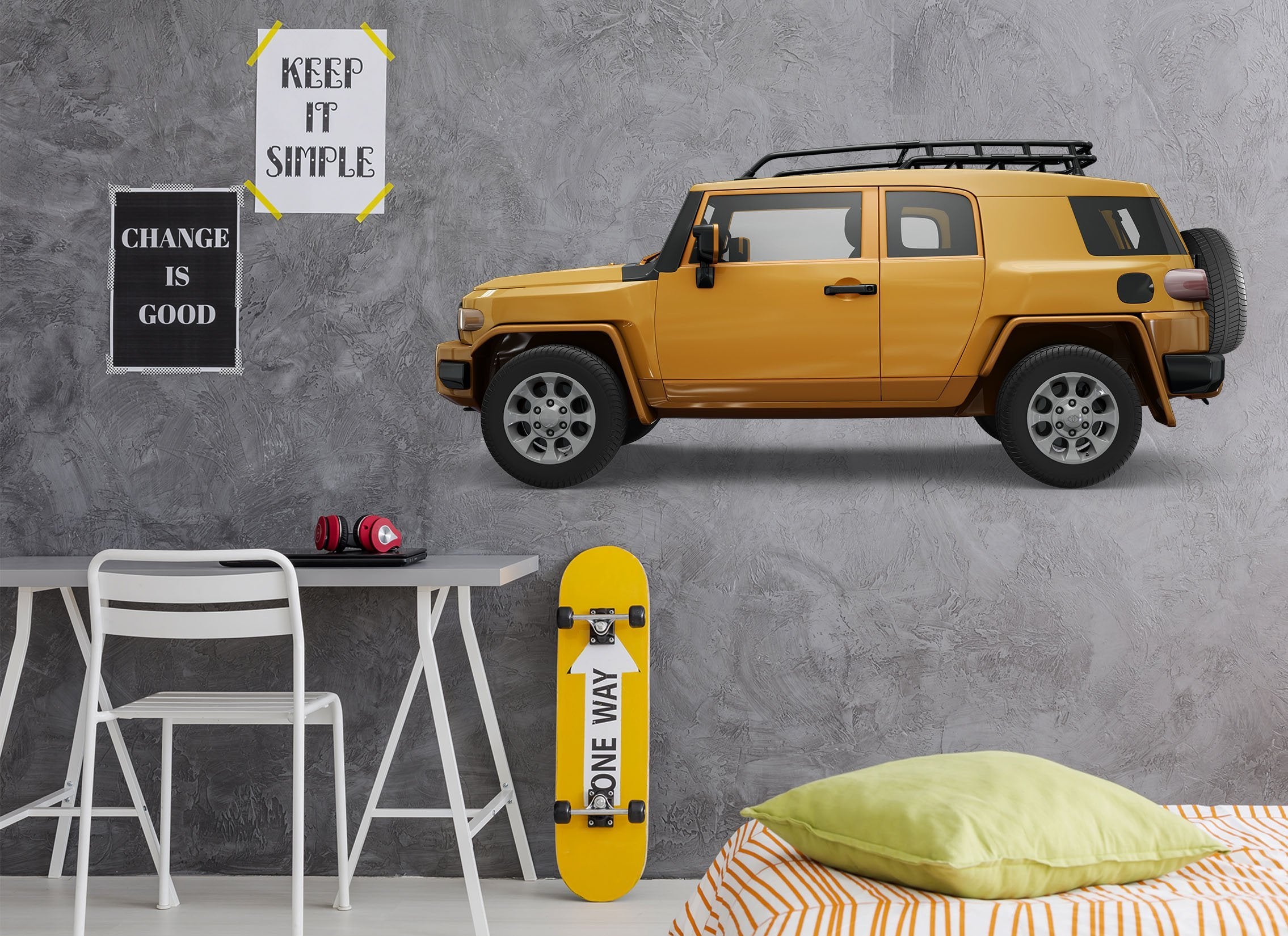 3D Yellow Buggy 268 Vehicles Wallpaper AJ Wallpaper