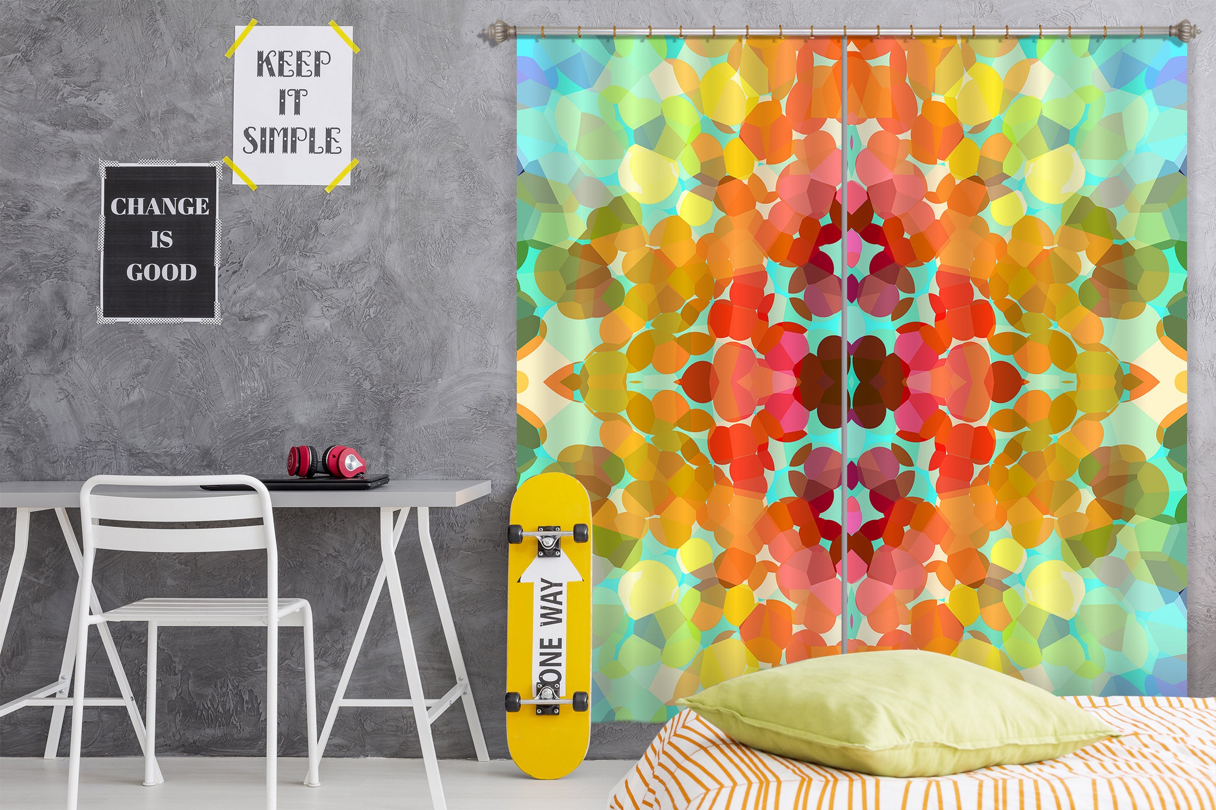 3D Swim Colors Flower 71059 Shandra Smith Curtain Curtains Drapes