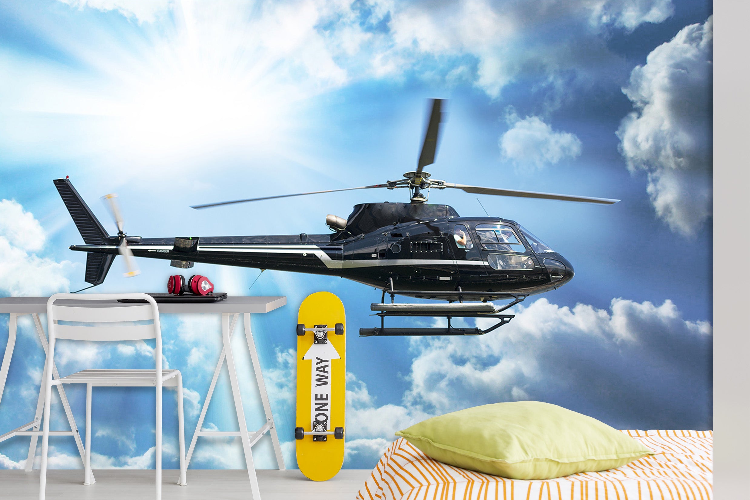 3D Blue Sky Plane 013 Vehicle Wall Murals