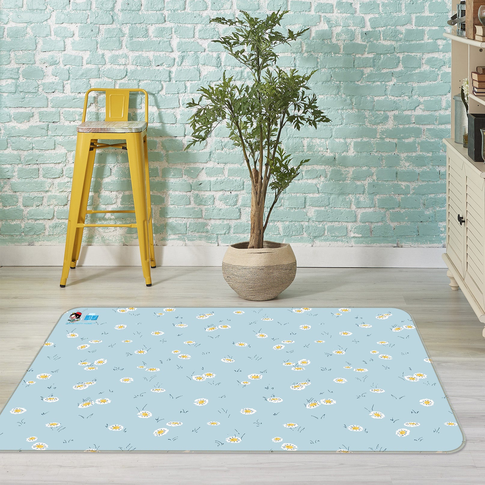 3D Small Daisy Pattern 107115 Kashmira Jayaprakash Rug Non Slip Rug Mat