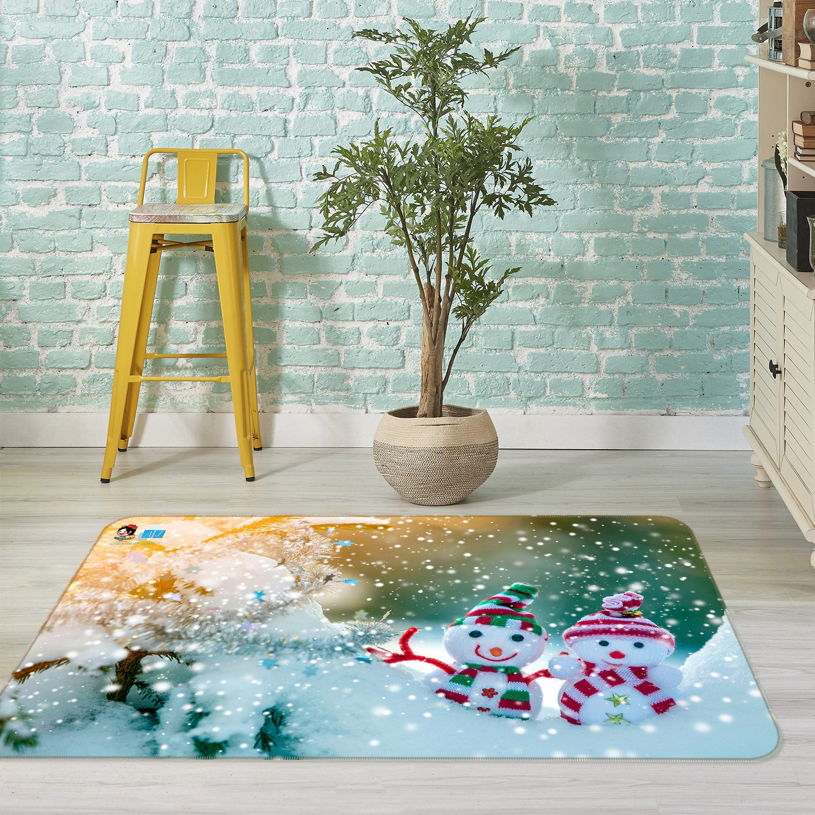 3D Snowman Doll 56155 Christmas Non Slip Rug Mat Xmas