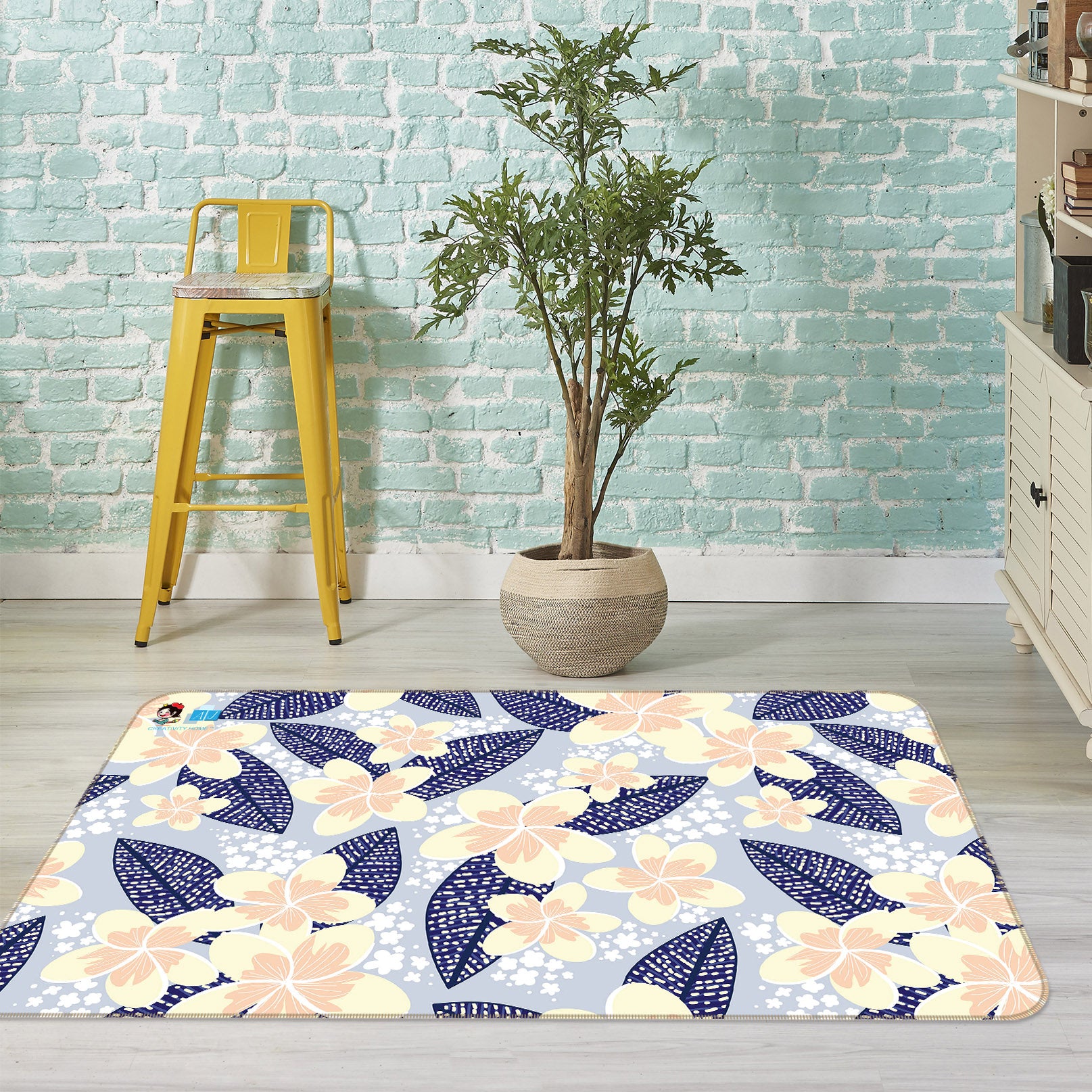 3D Pink Flowers Leaves 10762 Kashmira Jayaprakash Rug Non Slip Rug Mat