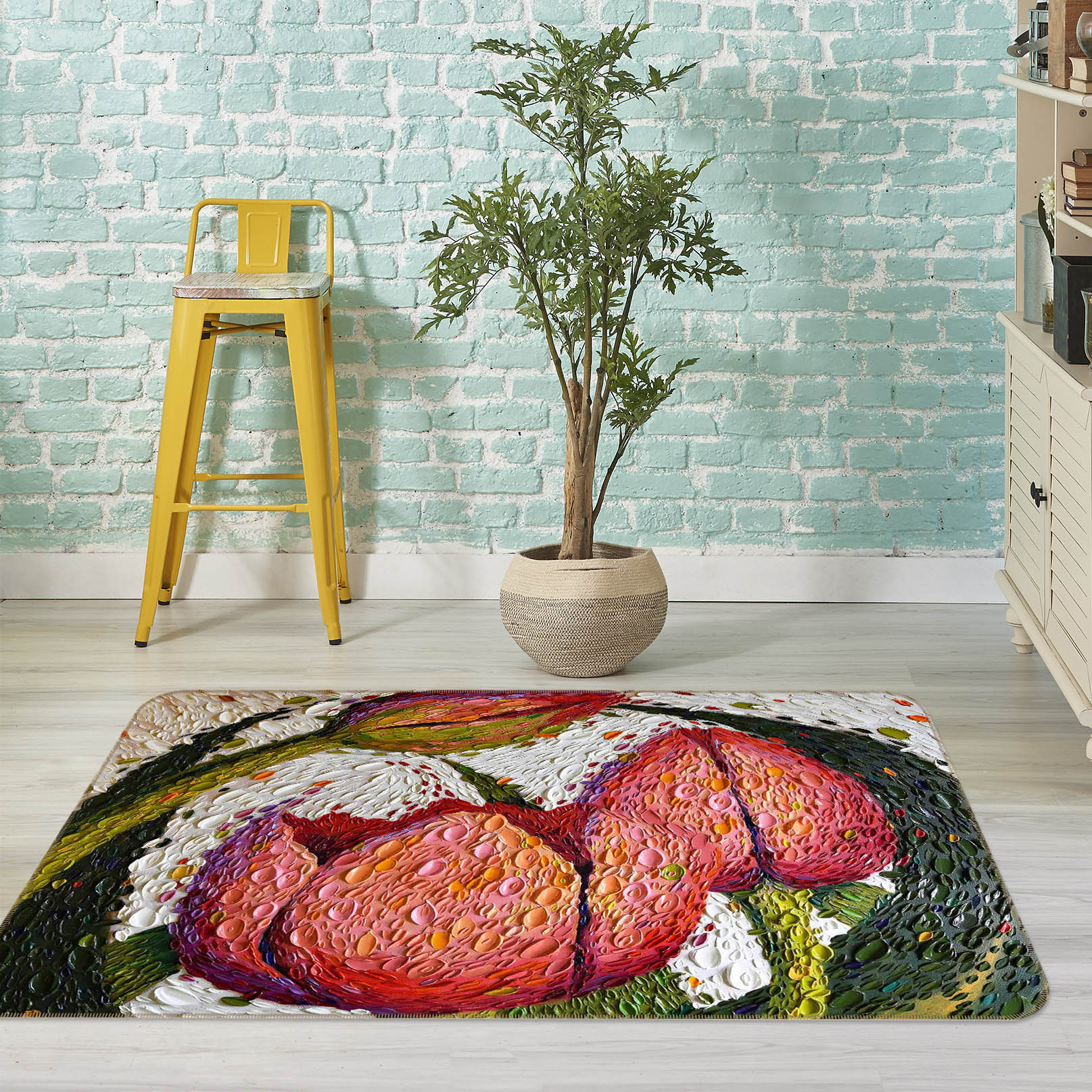 3D Red Rose 1010 Dena Tollefson Rug Non Slip Rug Mat