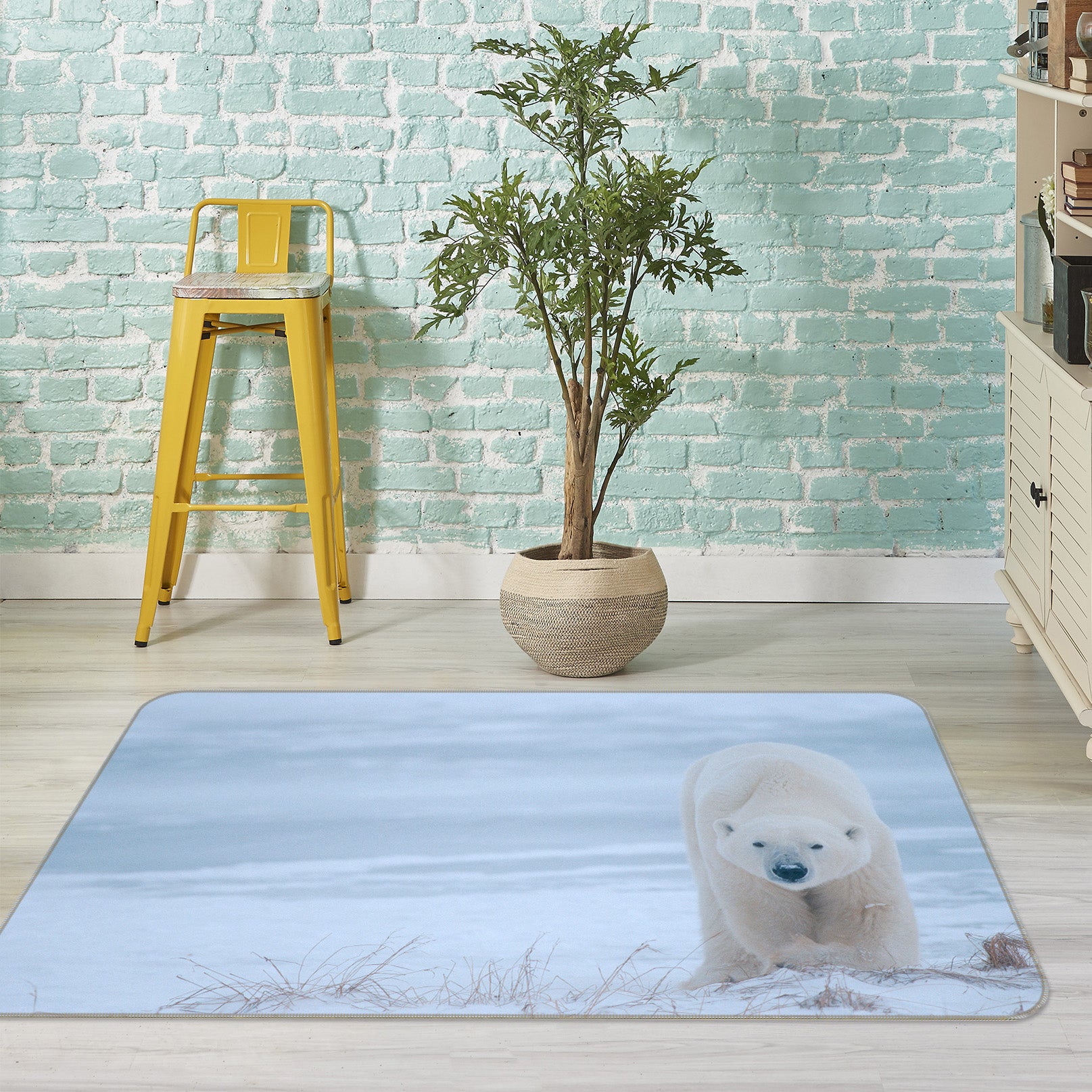 3D Polar Bear Ice 099 Animal Non Slip Rug Mat