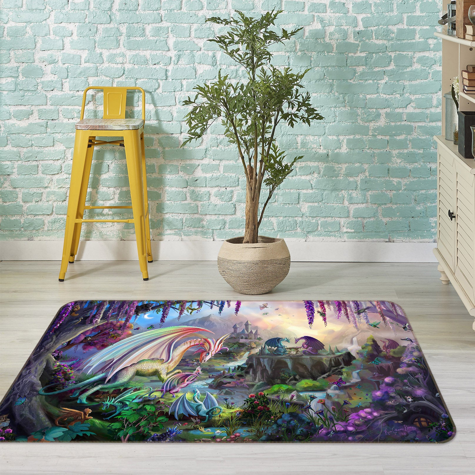 3D Animal Valley 3007 Rose Catherine Khan Rug Non Slip Rug Mat