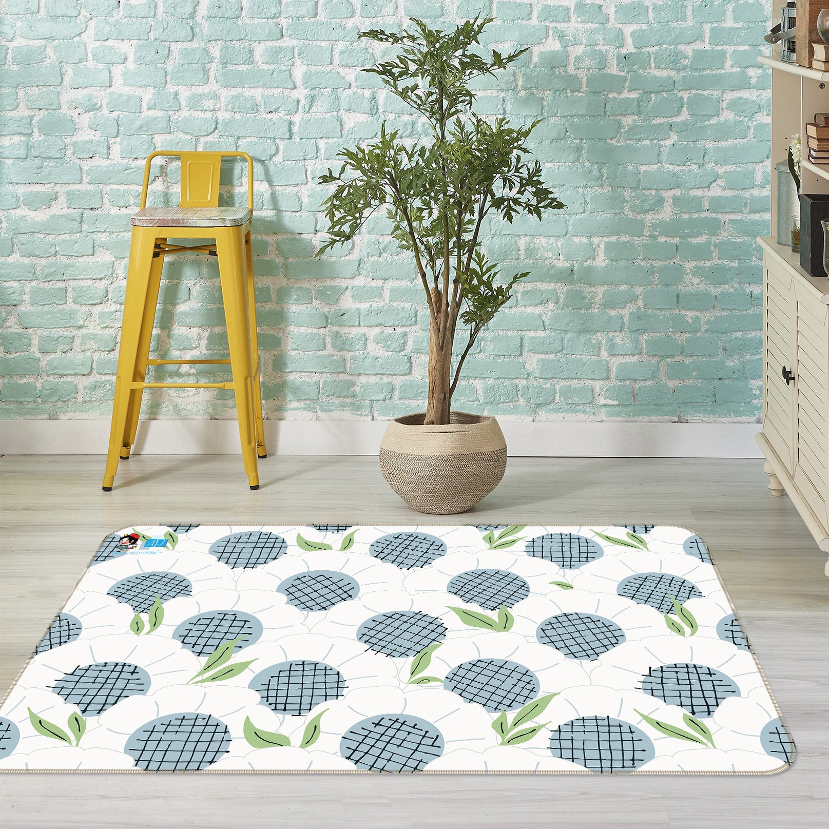 3D White Flowers 107118 Kashmira Jayaprakash Rug Non Slip Rug Mat