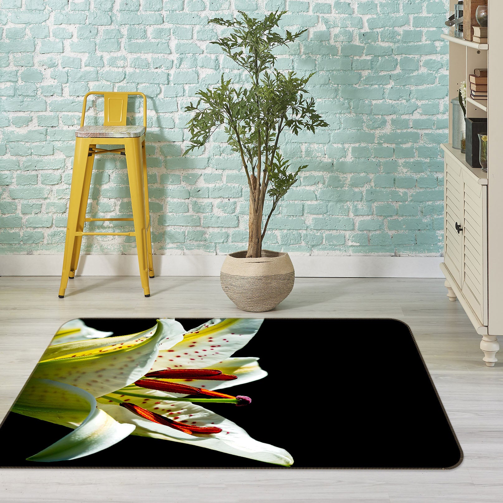 3D Lily Blossoms 1130 Kathy Barefield Rug Non Slip Rug Mat