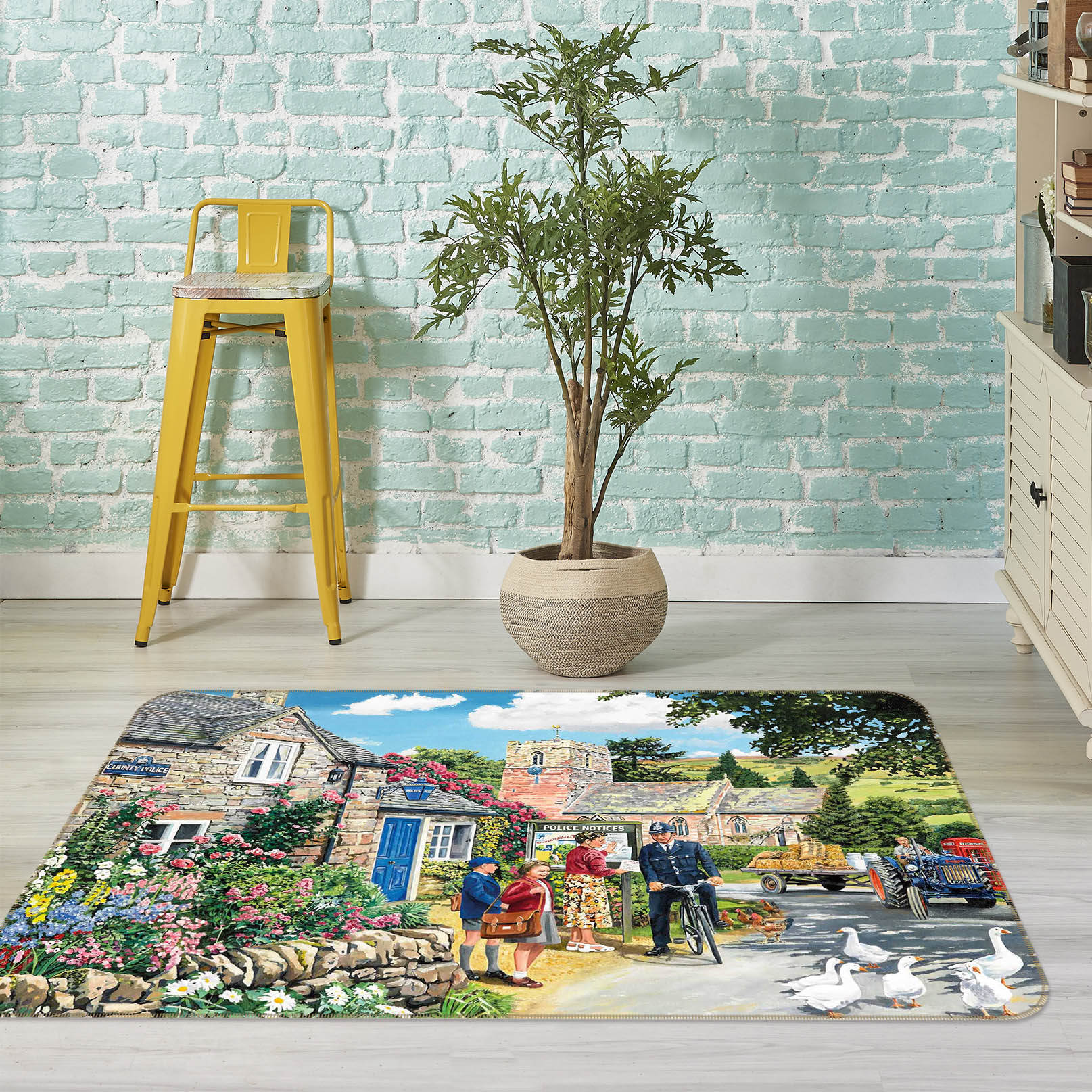 3D The Police House 1114 Trevor Mitchell Rug Non Slip Rug Mat