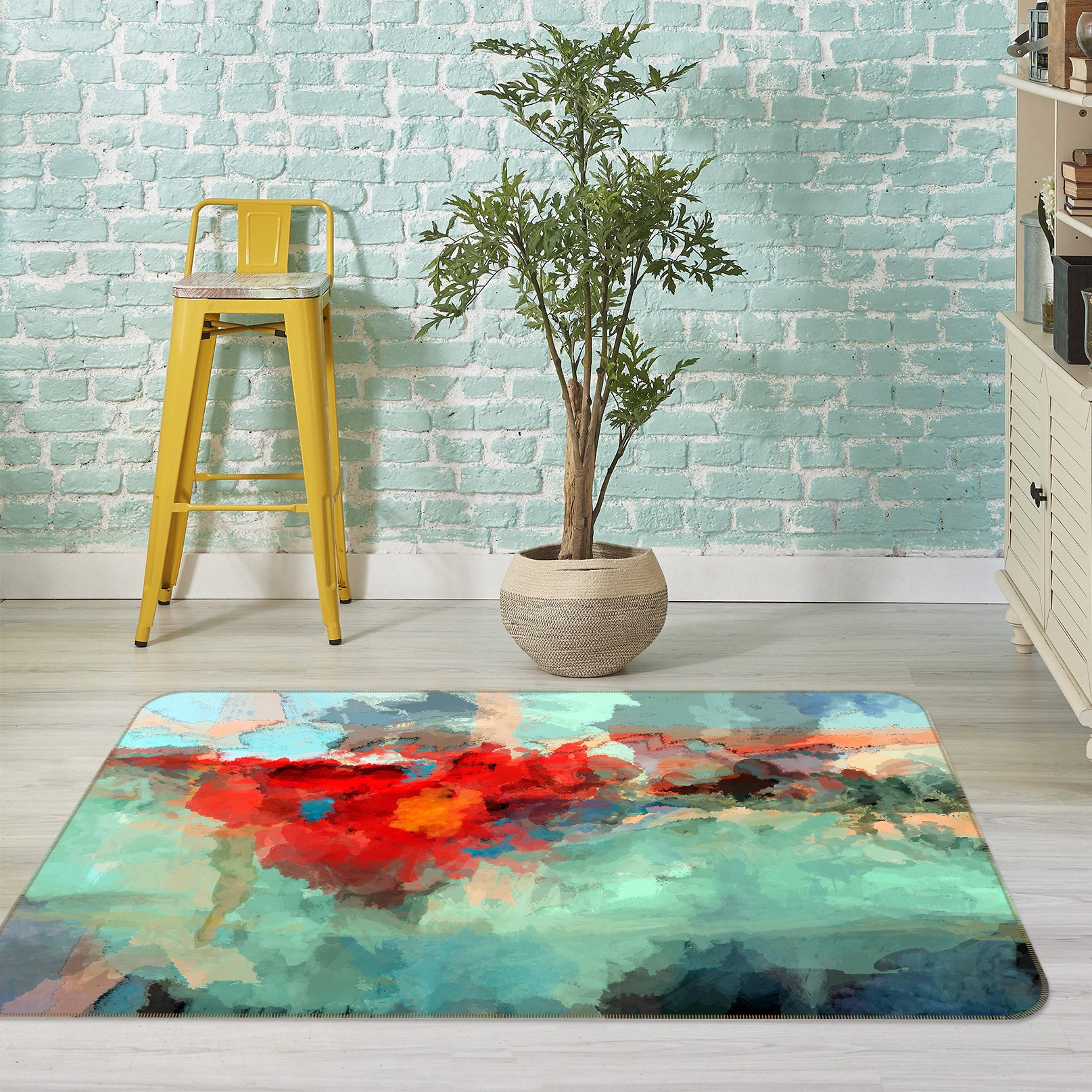 3D Red Graffiti 1043 Michael Tienhaara Rug Non Slip Rug Mat