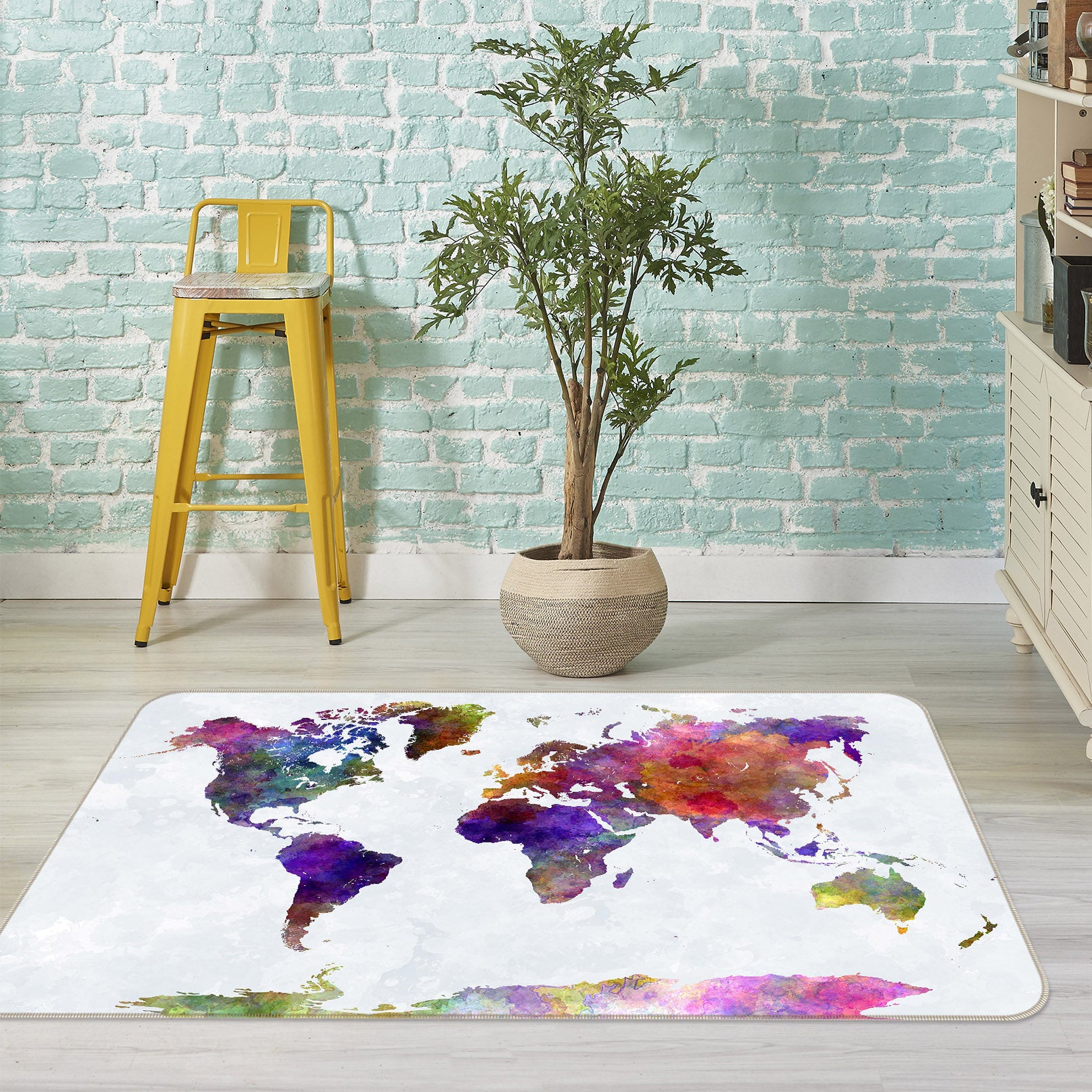 3D Color Cloth 201 World Map Non Slip Rug Mat