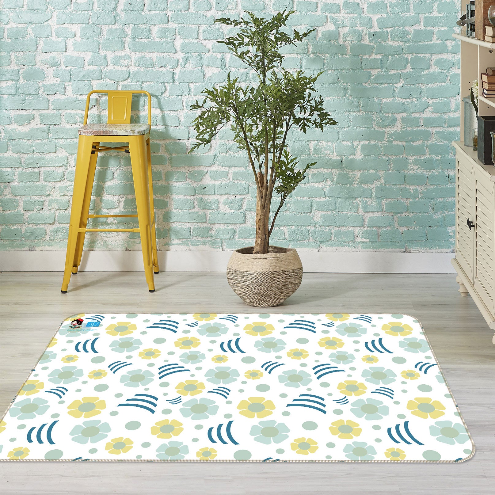 3D Flower Pattern 9890 Kasumi Loffler Rug Non Slip Rug Mat