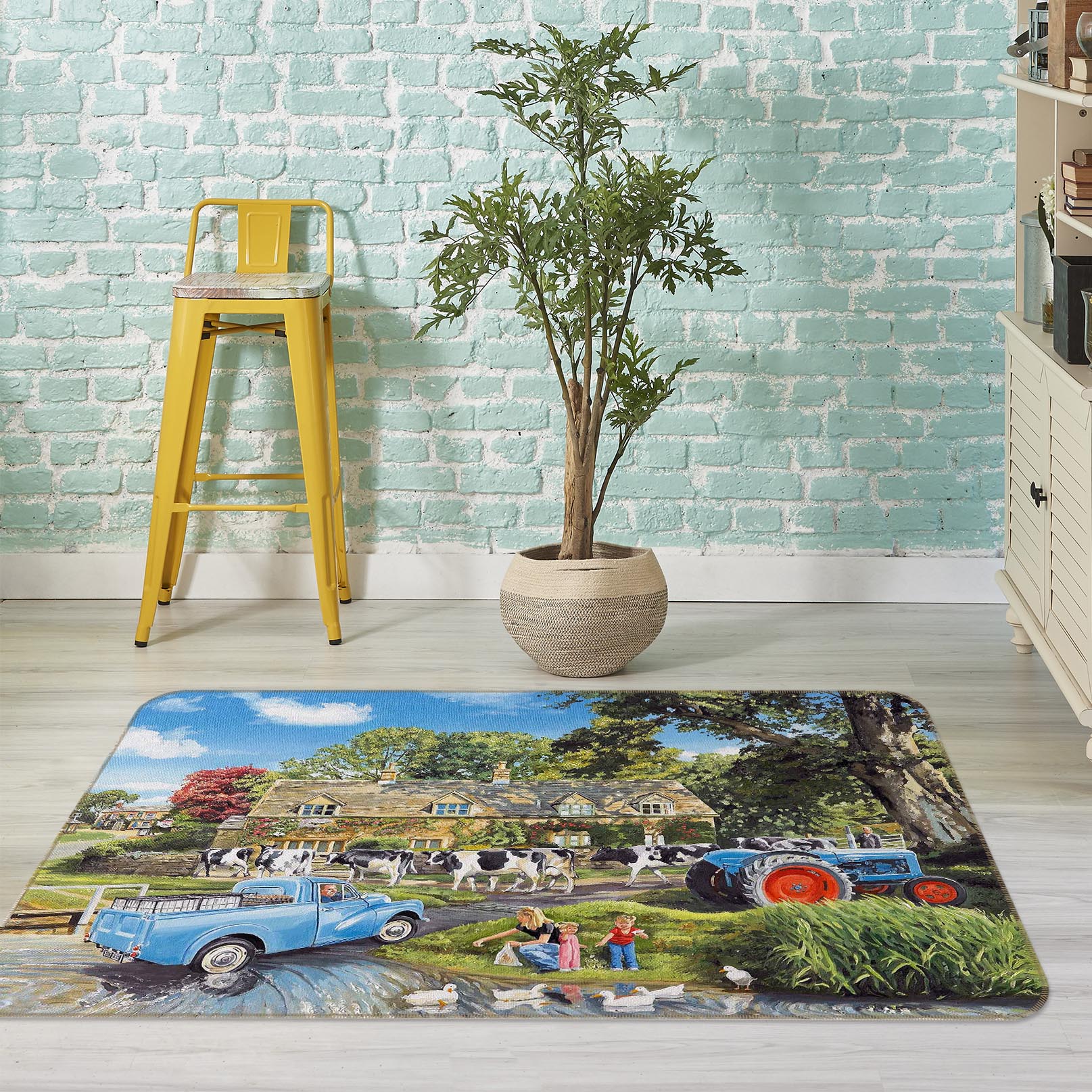 3D Crossing The Ford 1068 Trevor Mitchell Rug Non Slip Rug Mat