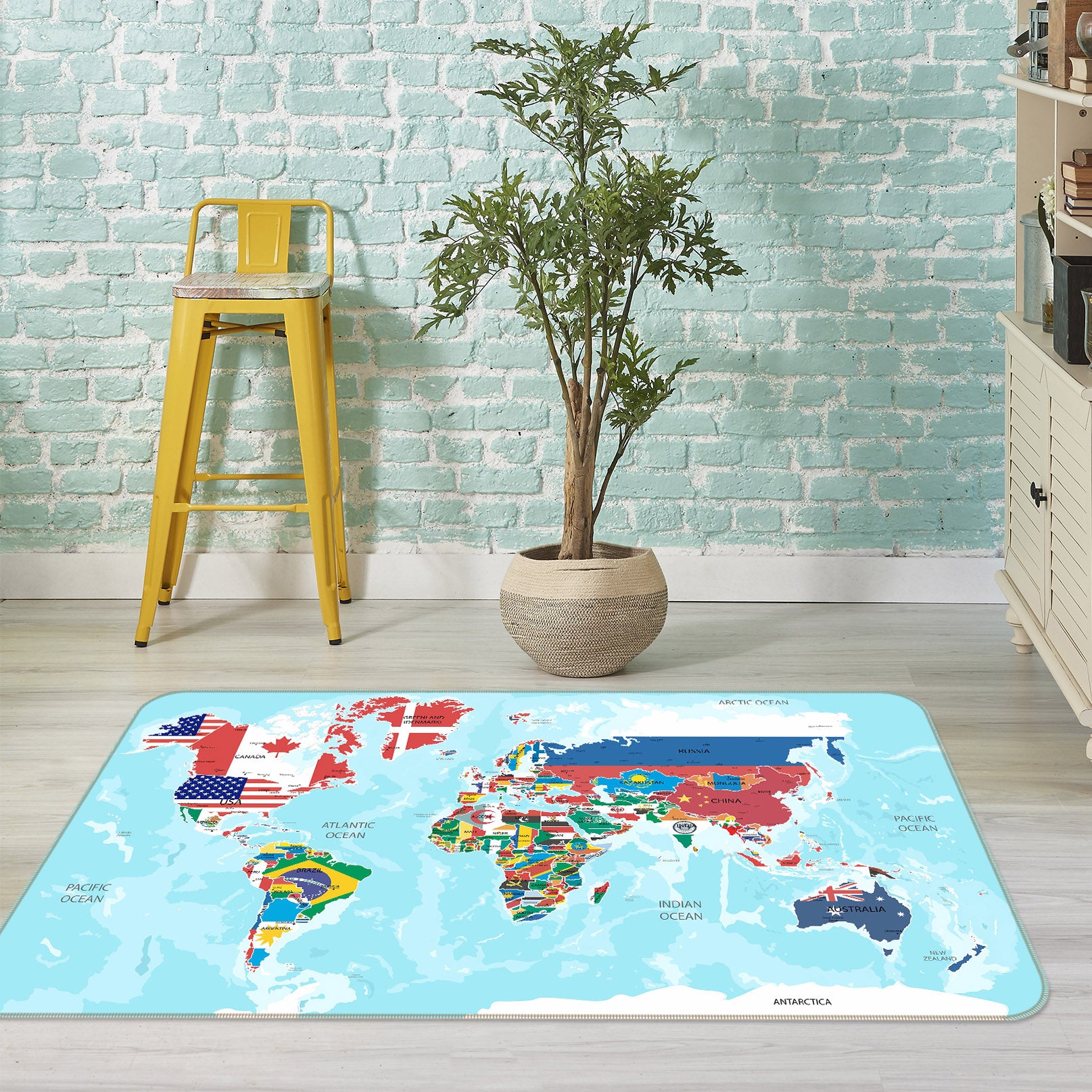 3D Colored Island 325 World Map Non Slip Rug Mat