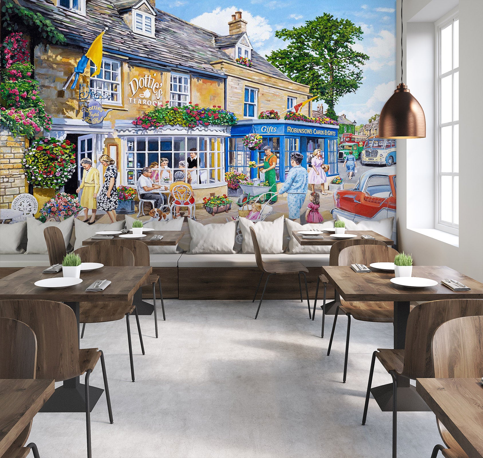 3D Dottie's Tea Room 1020 Trevor Mitchell Wall Mural Wall Murals