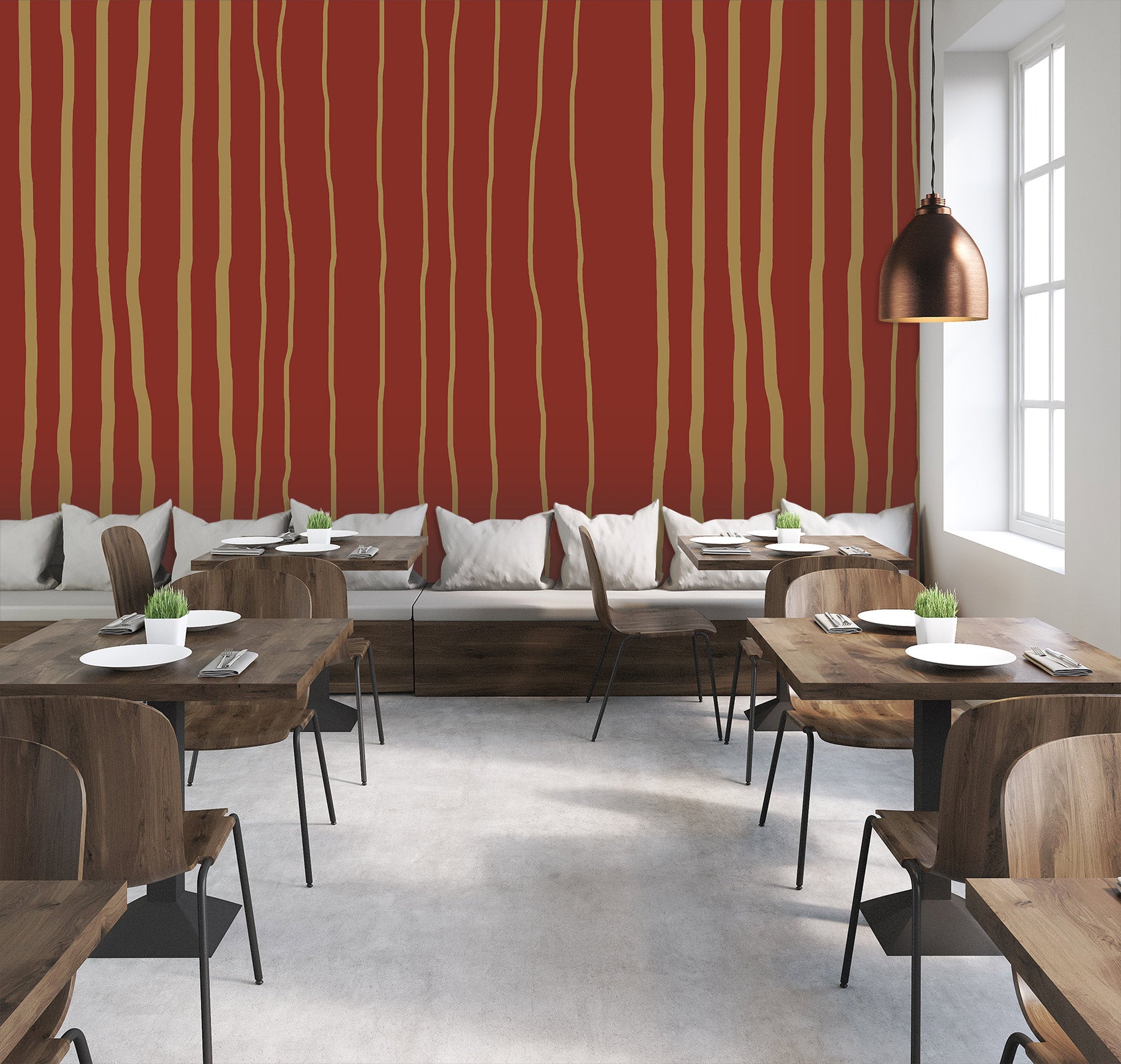 3D Red Yellow Stripes 98137 Kasumi Loffler Wall Mural Wall Murals