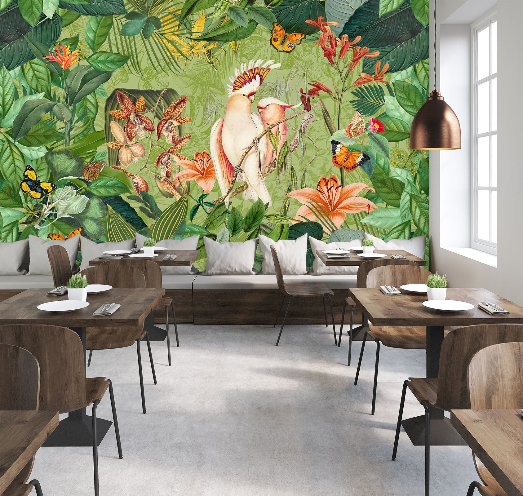 3D Cockatoos And Butterflies 1406 Andrea haase Wall Mural Wall Murals