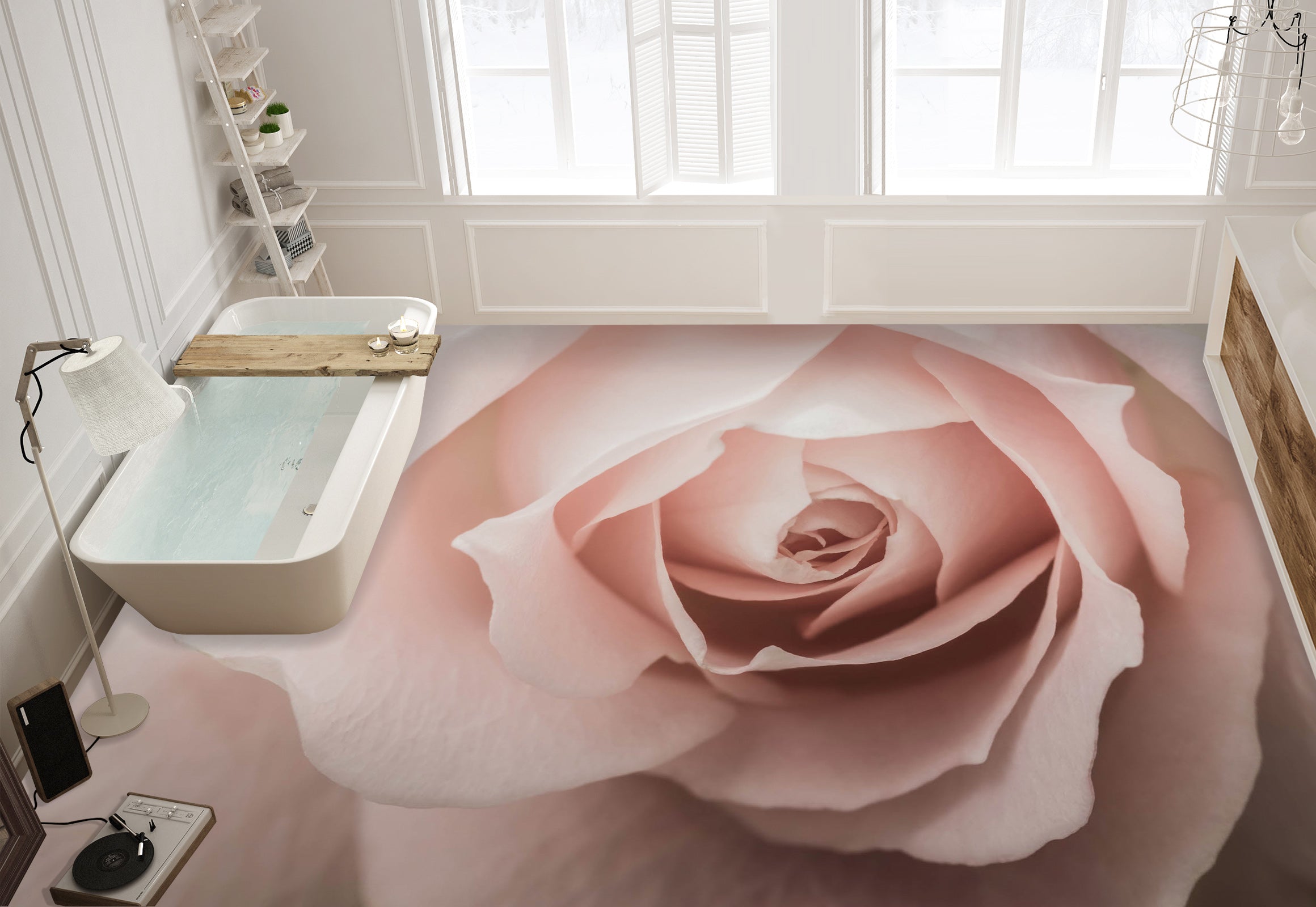 3D Elegant Pink Flowers 1110 Floor Mural Wallpaper Murals Self-Adhesive Removable Print Epoxy