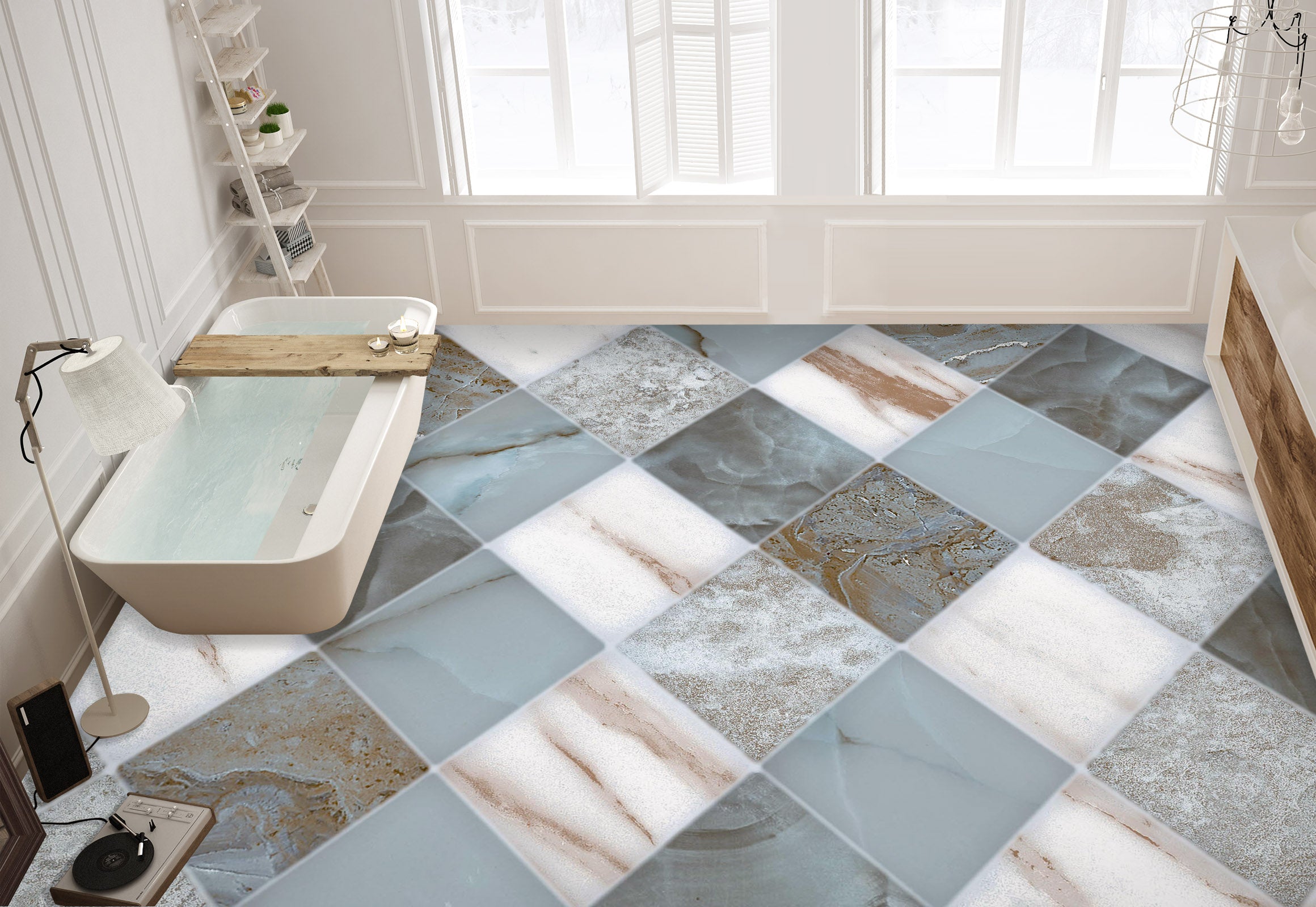 3D Premium Diamond Colors 087 Floor Mural