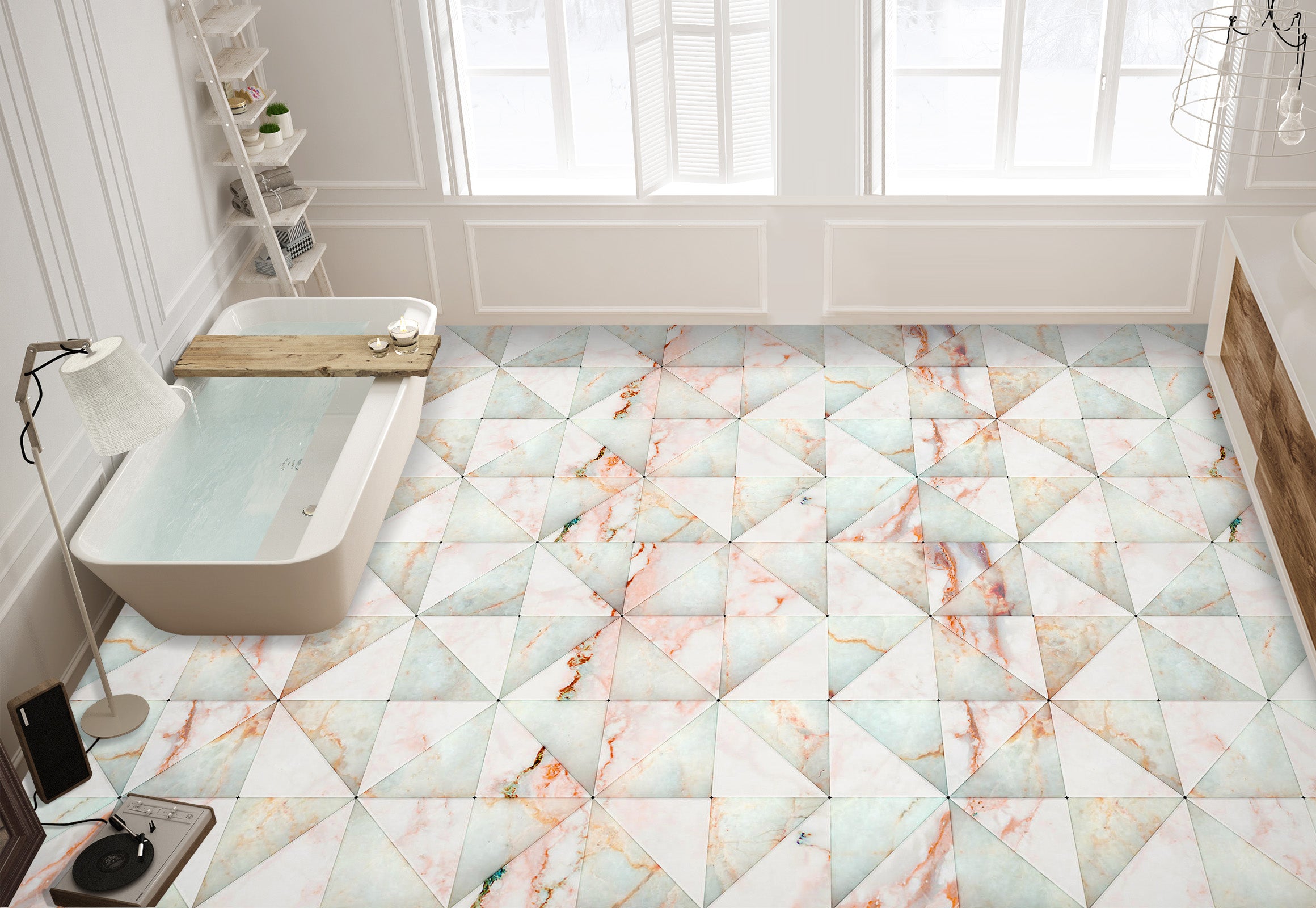 3D Elegant Triangles 730 Floor Mural Wallpaper Murals Rug & Mat Print Epoxy waterproof bath floor