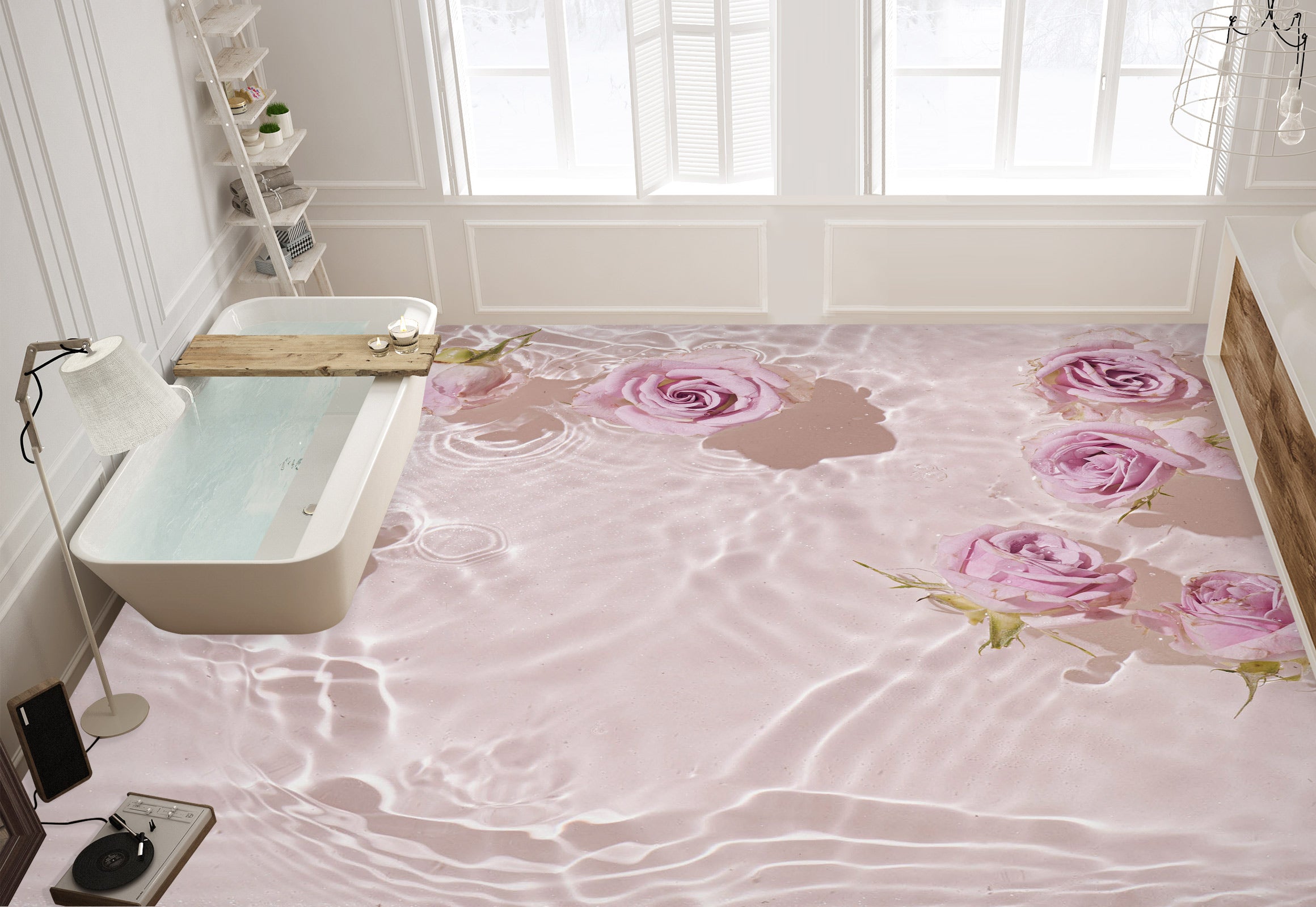 3D Noble Purple Roses 471 Floor Mural Wallpaper Murals Rug & Mat Print Epoxy waterproof bath floor