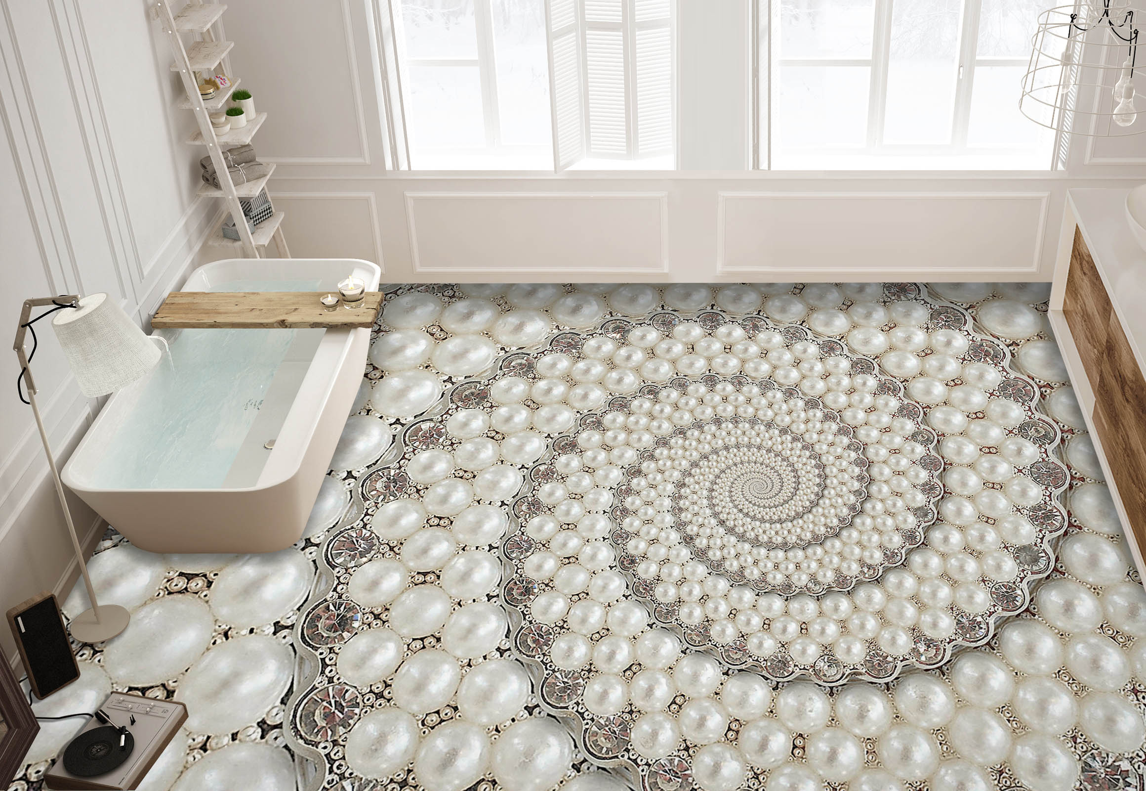 3D Pearl Spiral Staircase 571 Floor Mural