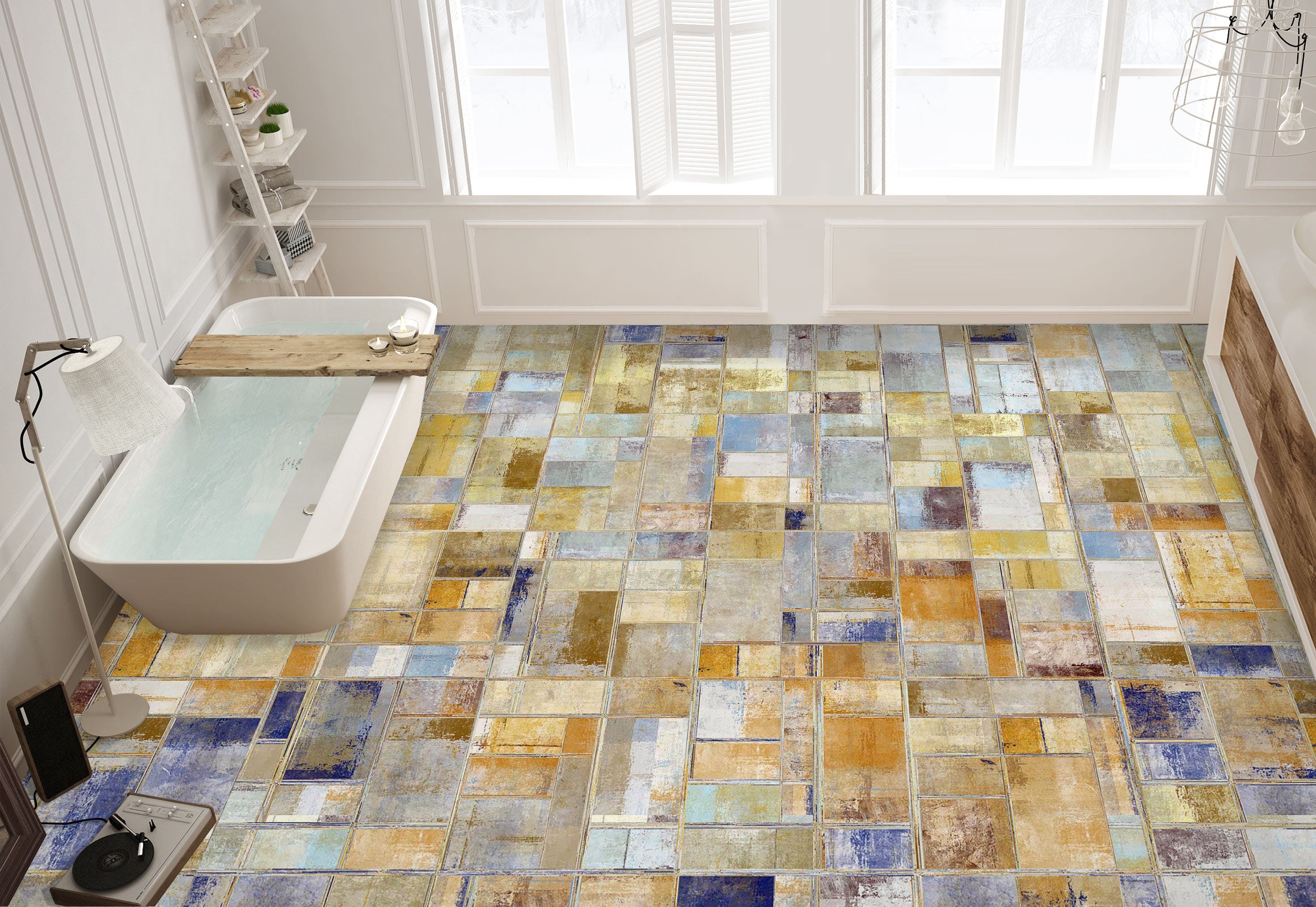 3D Elegant Color Stitching 628 Floor Mural Wallpaper Murals Rug & Mat Print Epoxy waterproof bath floor