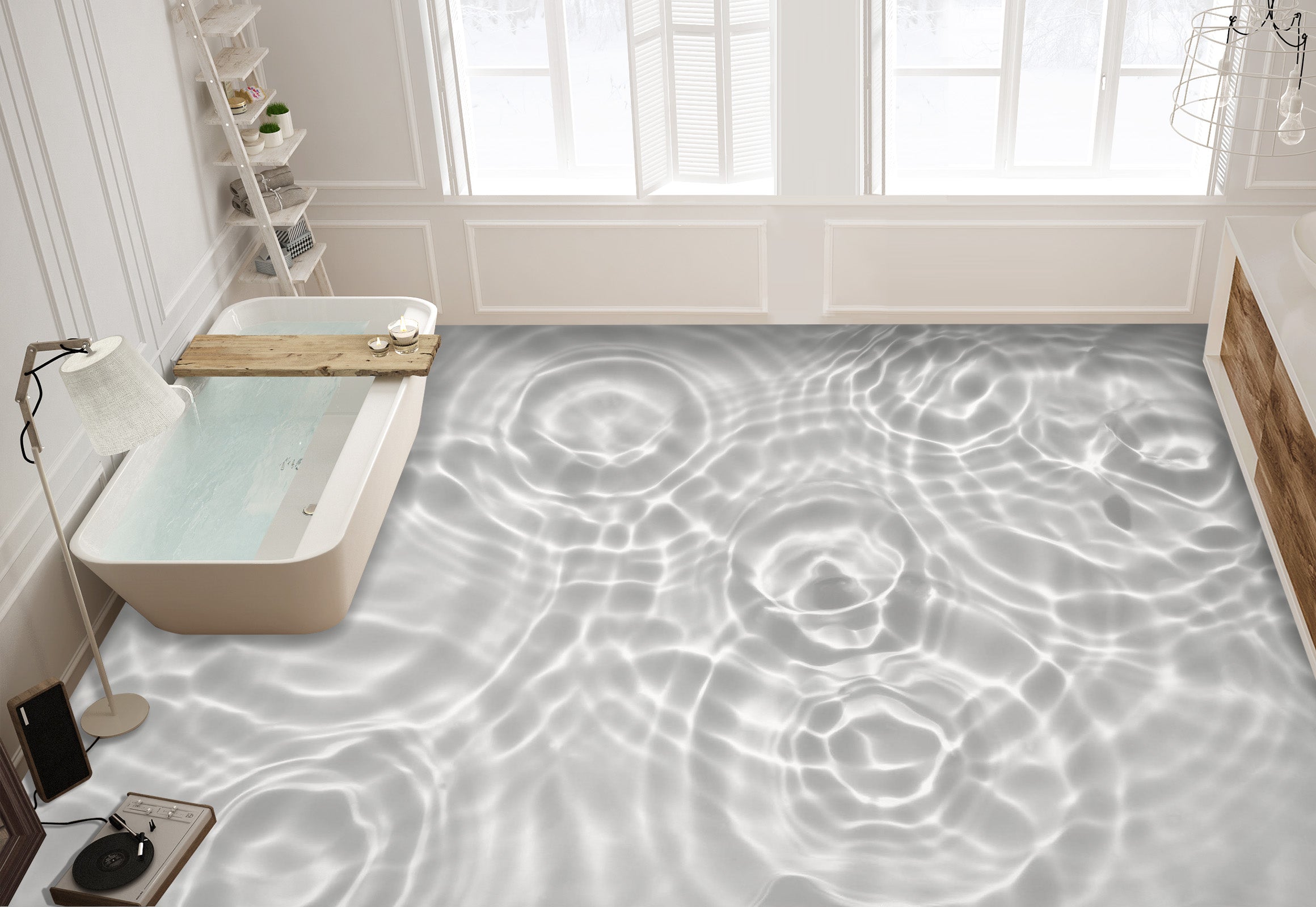 3D Grey Water Ripples 863 Floor Mural Wallpaper Murals Rug & Mat Print Epoxy waterproof bath floor