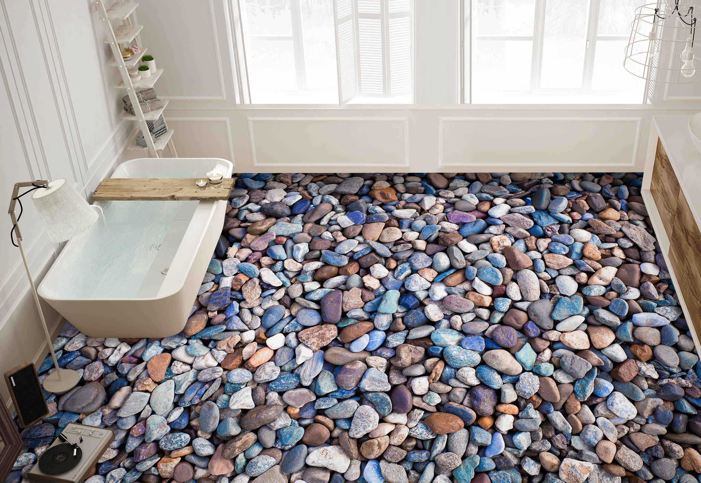 3D Cute Colored Little Stones 969 Floor Mural Wallpaper Murals Self-Adhesive Removable Print Epoxy