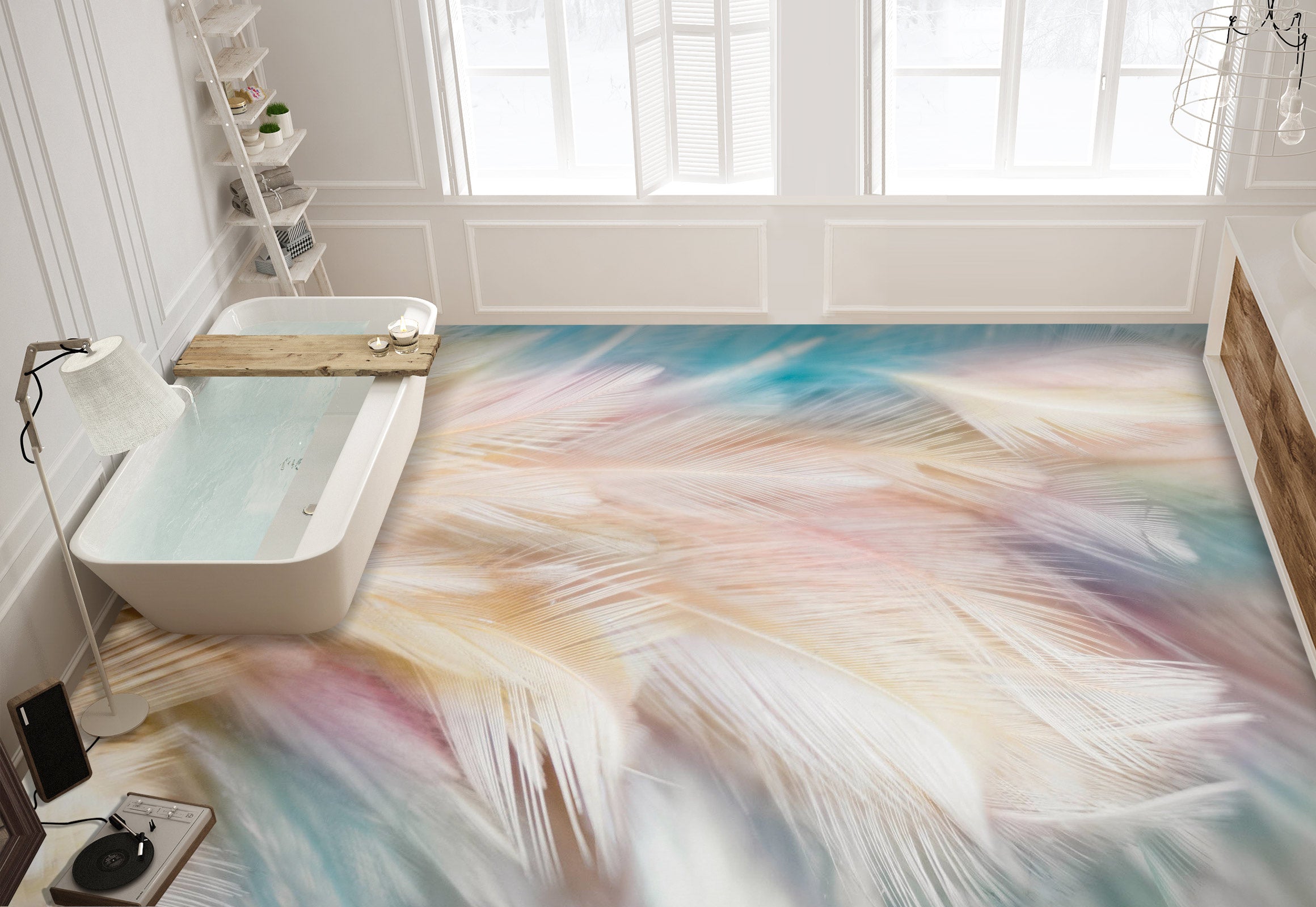 3D Soft Colorful Feathers 1124 Floor Mural Wallpaper Murals Self-Adhesive Removable Print Epoxy